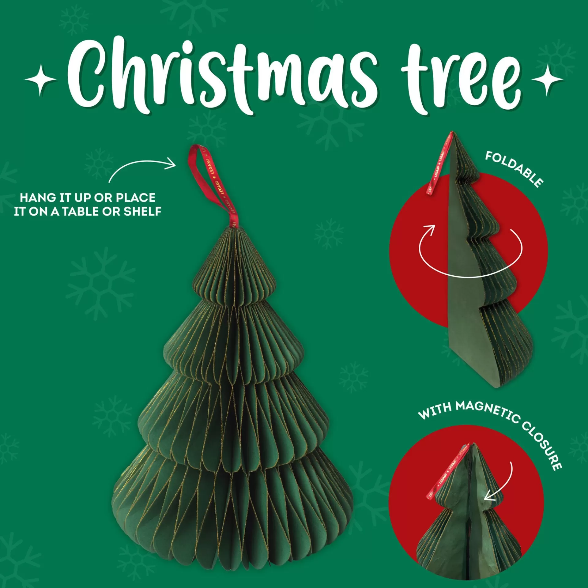 Legami Milano Albero di Natale Pieghevole in Carta- Accessori Natalizi