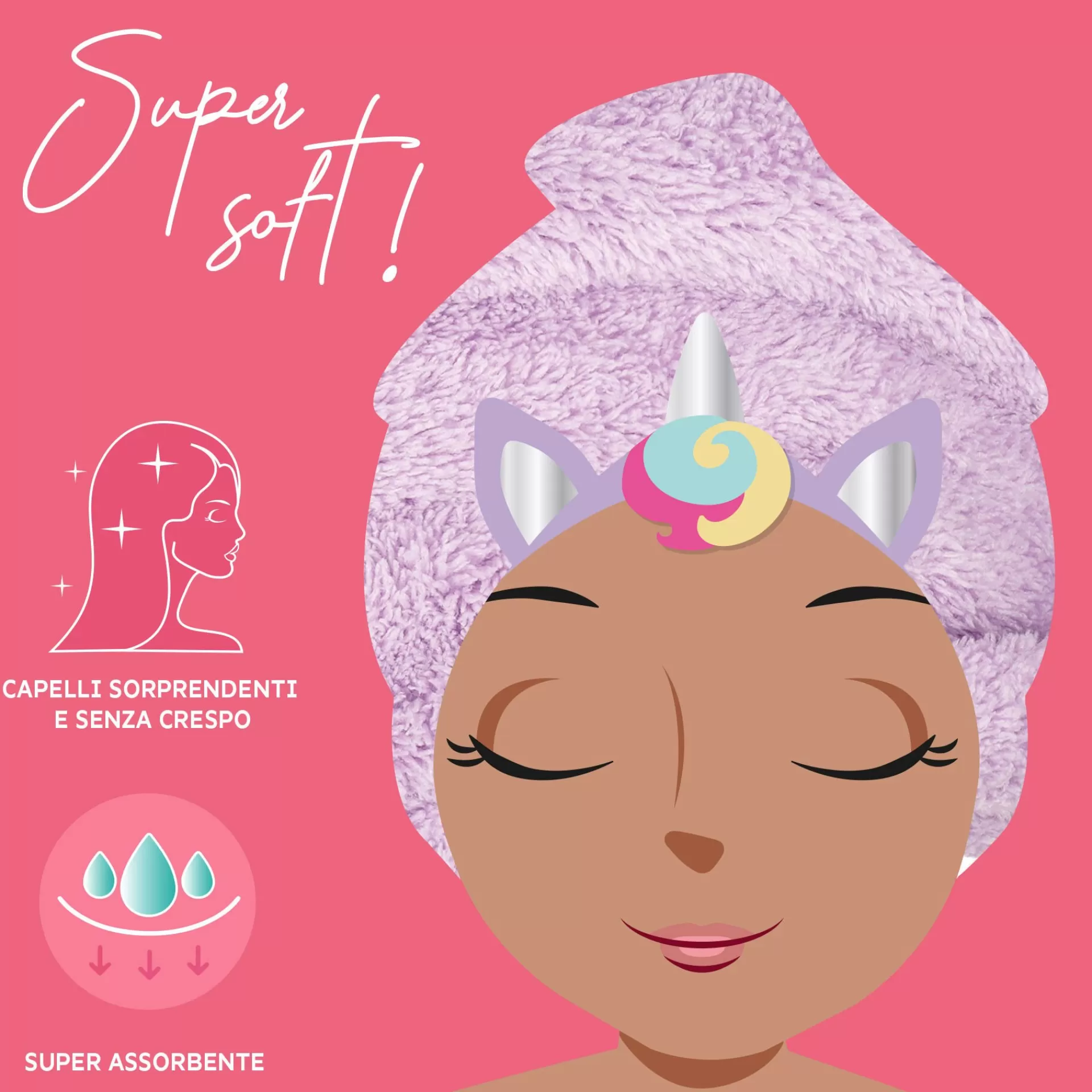 Legami Milano Asciugamano per Capelli a Turbante - Love My Hair- Viso E Corpo