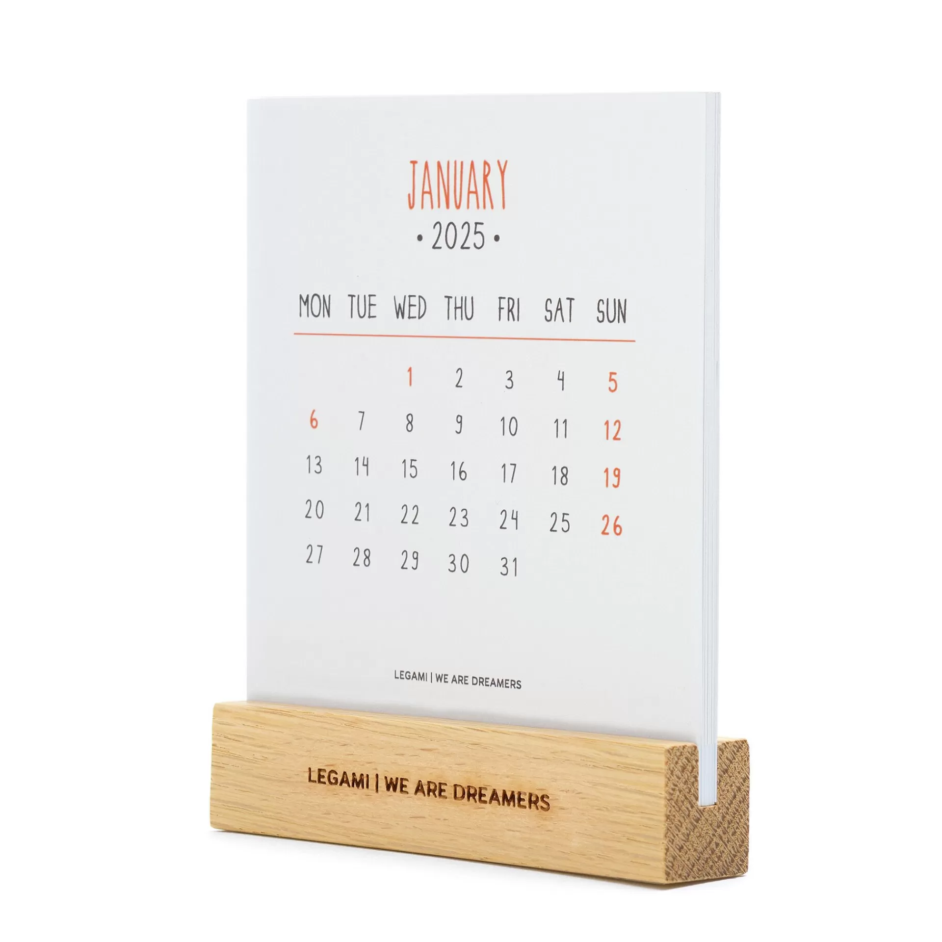 Legami Milano Calendario con Base in Legno - 2025- Calendari Da Tavolo