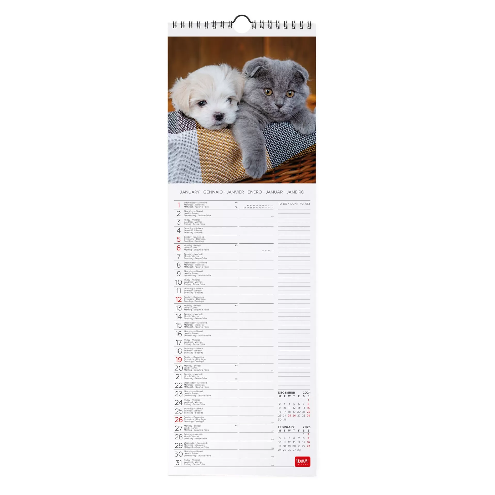 Legami Milano Calendario da Parete 2025 - 16 x 49 cm- Calendari Da Parete