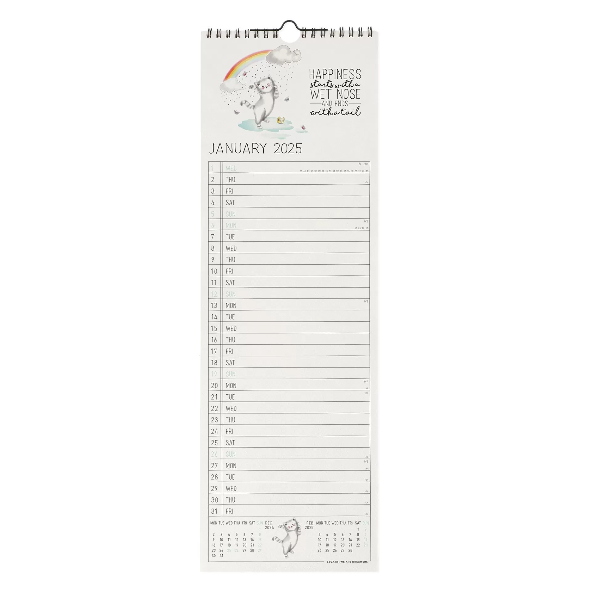 Legami Milano Calendario da Parete 2025 - 16 x 49 cm- Calendari Da Parete