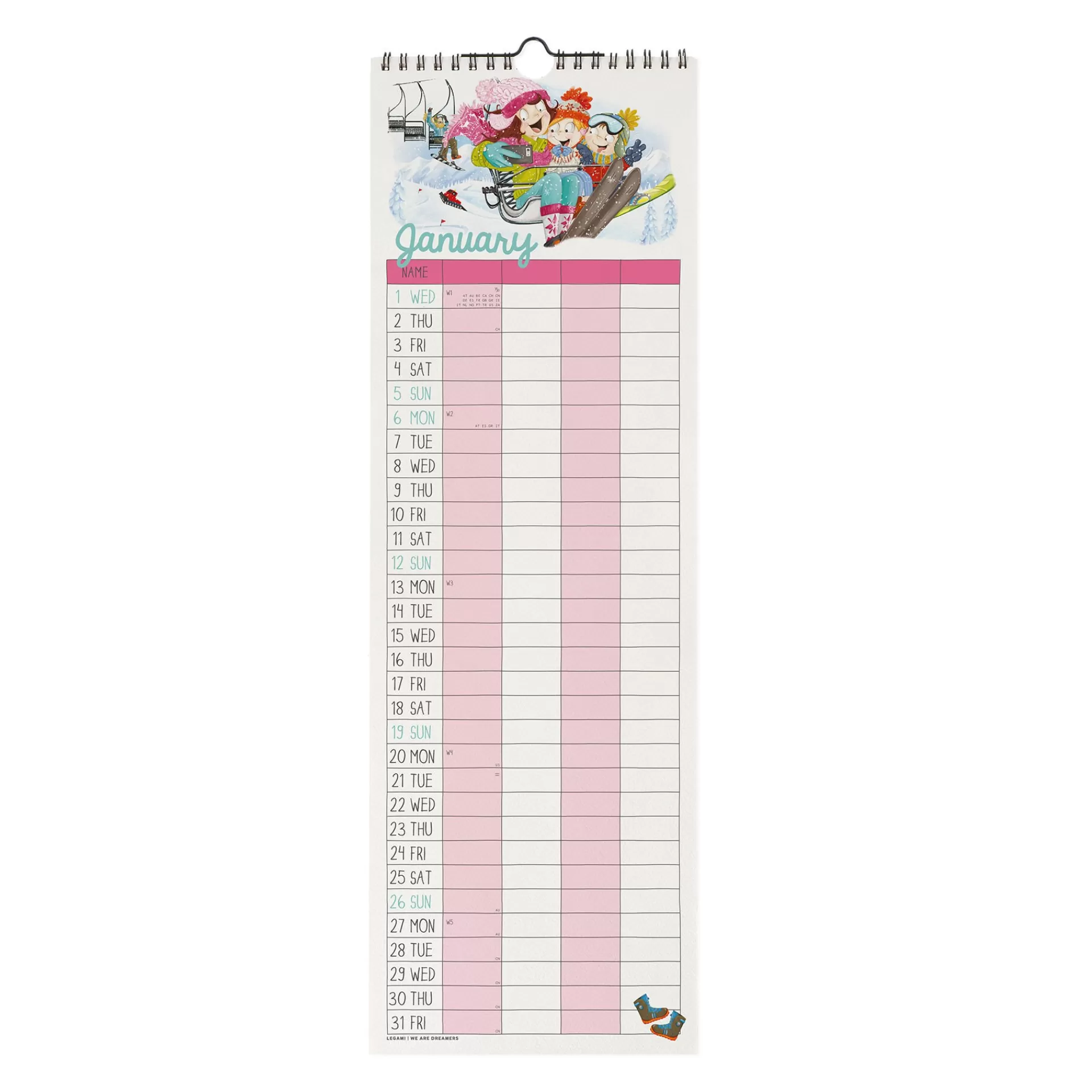 Legami Milano Calendario da Parete 2025 - 16 x 49 cm- Calendari Da Parete