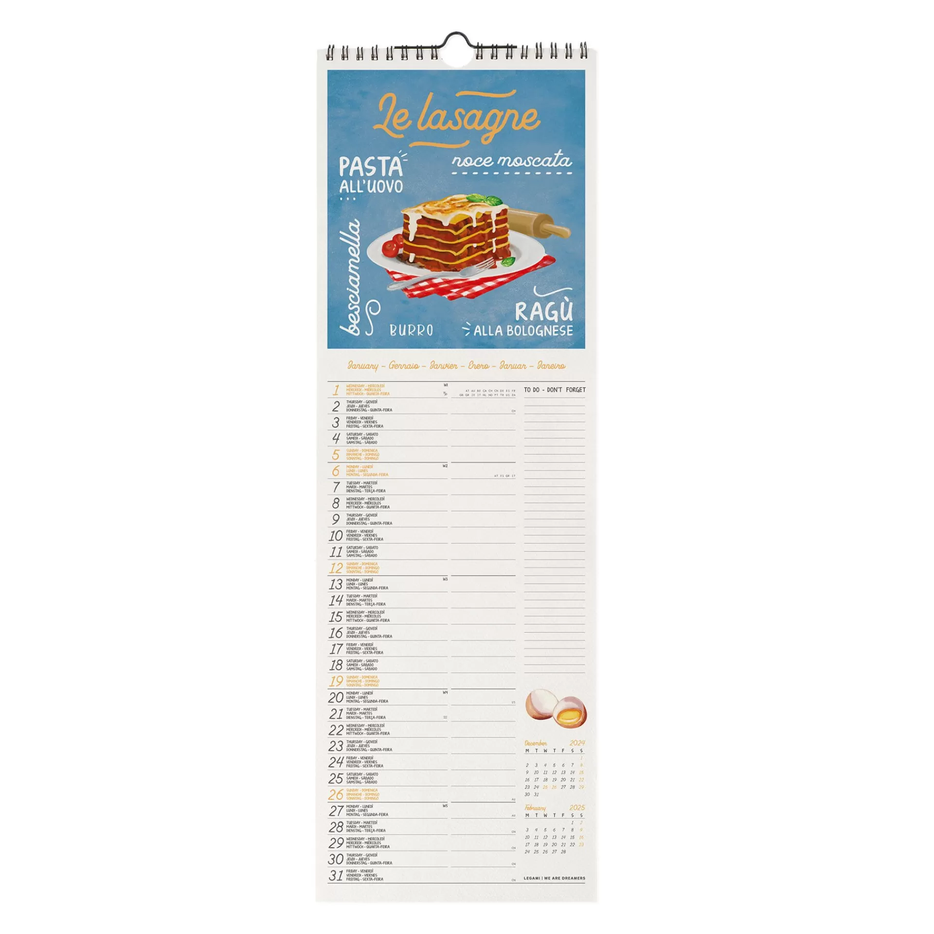 Legami Milano Calendario da Parete 2025 - 16 x 49 cm- Calendari Da Parete
