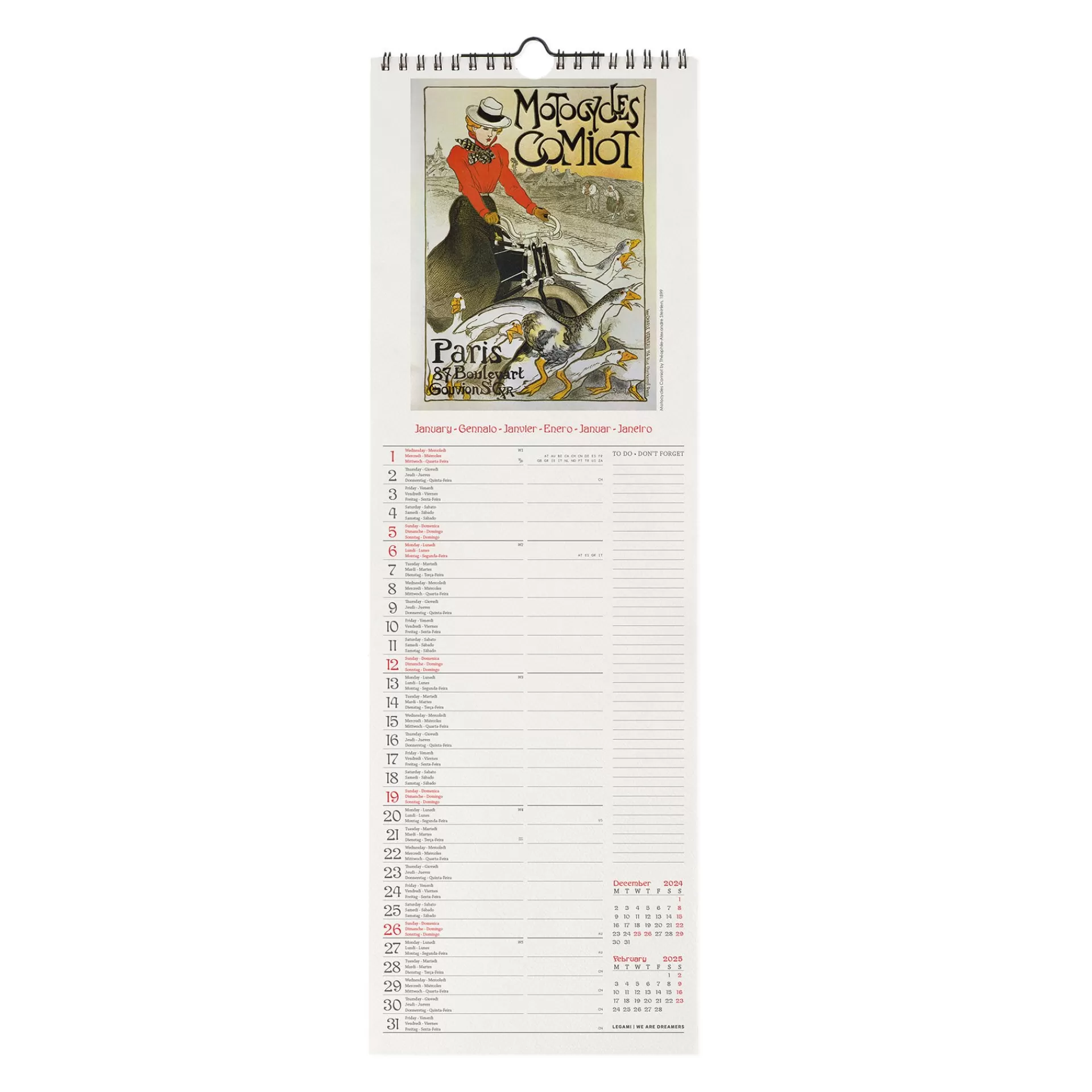 Legami Milano Calendario da Parete 2025 - 16 x 49 cm- Calendari Da Parete