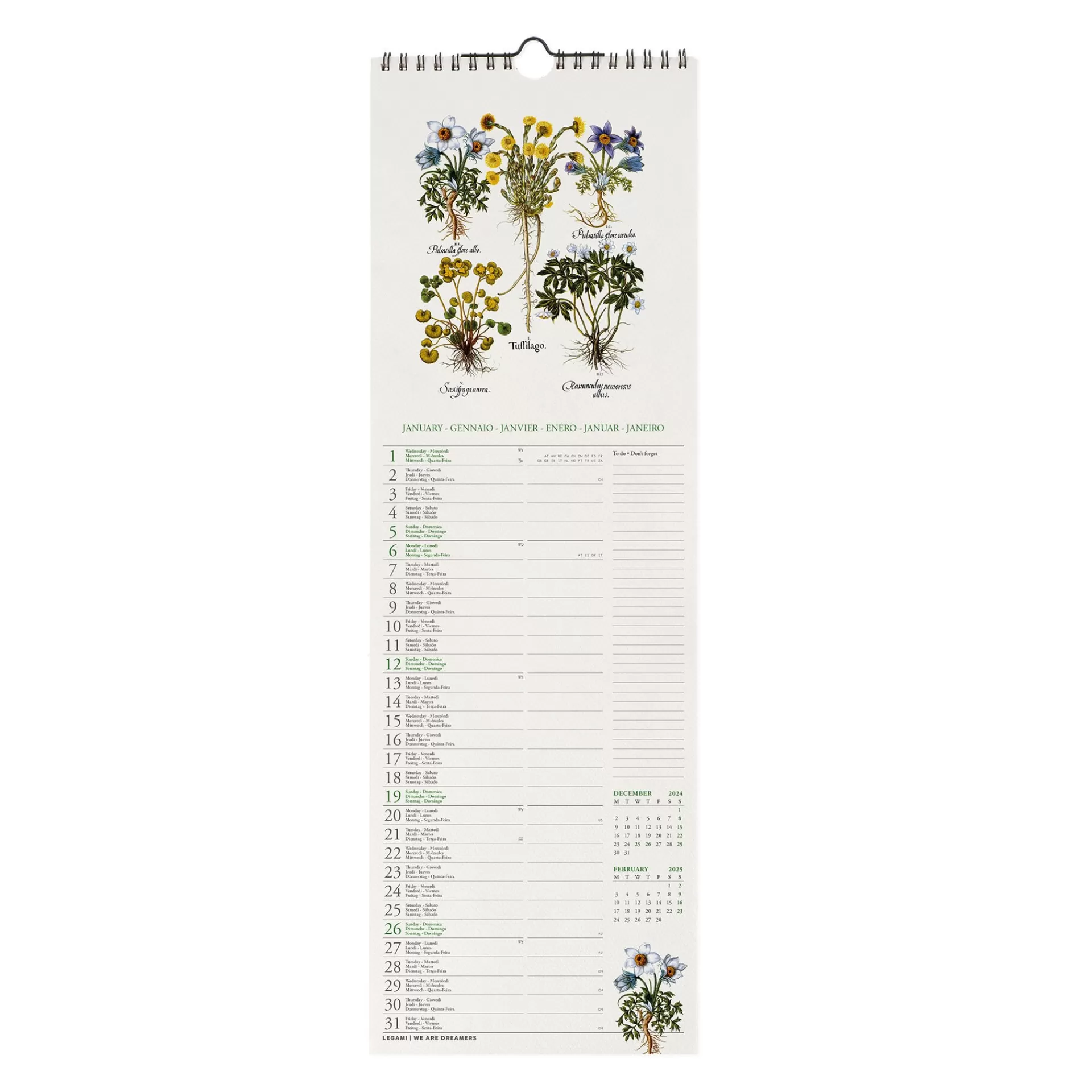 Legami Milano Calendario da Parete 2025 - 16 x 49 cm- Calendari Da Parete
