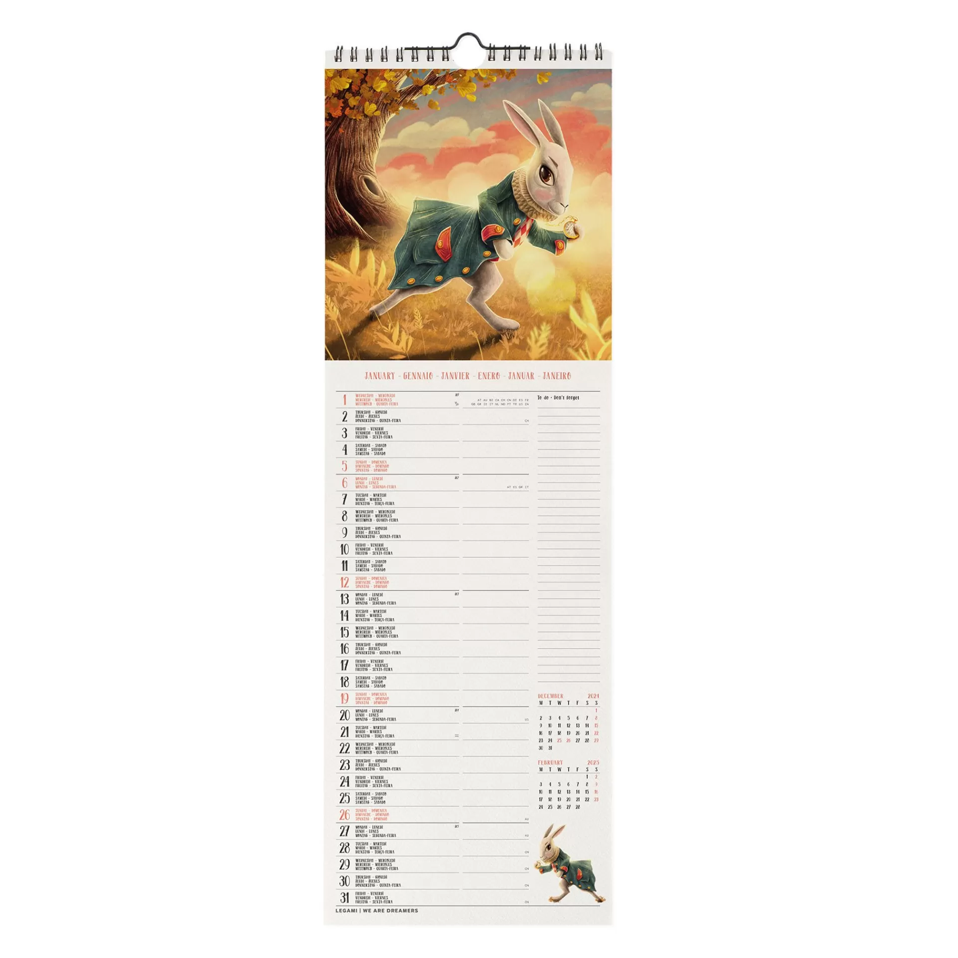 Legami Milano Calendario da Parete 2025 - 16 x 49 cm- Calendari Da Parete