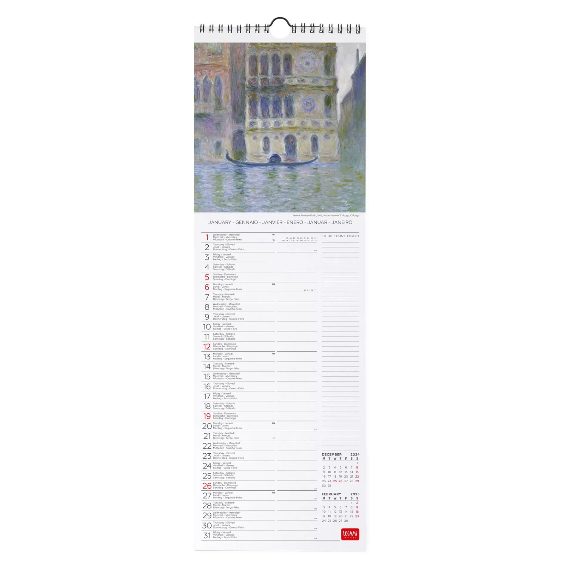Legami Milano Calendario da Parete 2025 - 16 x 49 cm- Calendari Da Parete