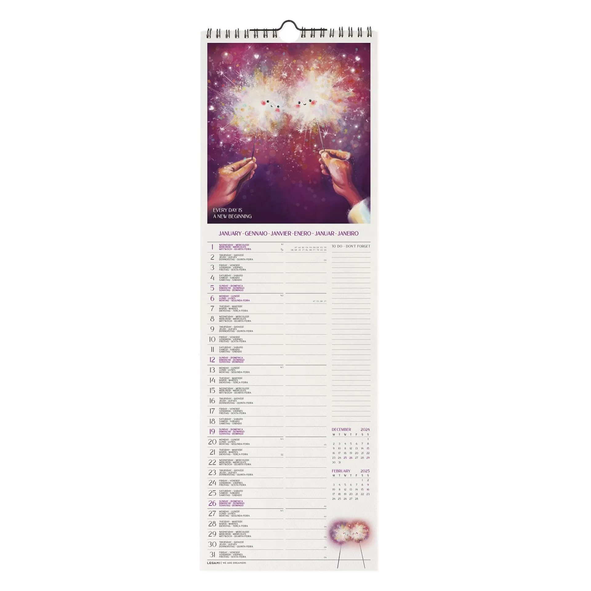 Legami Milano Calendario da Parete 2025 - 16 x 49 cm- Calendari Da Parete