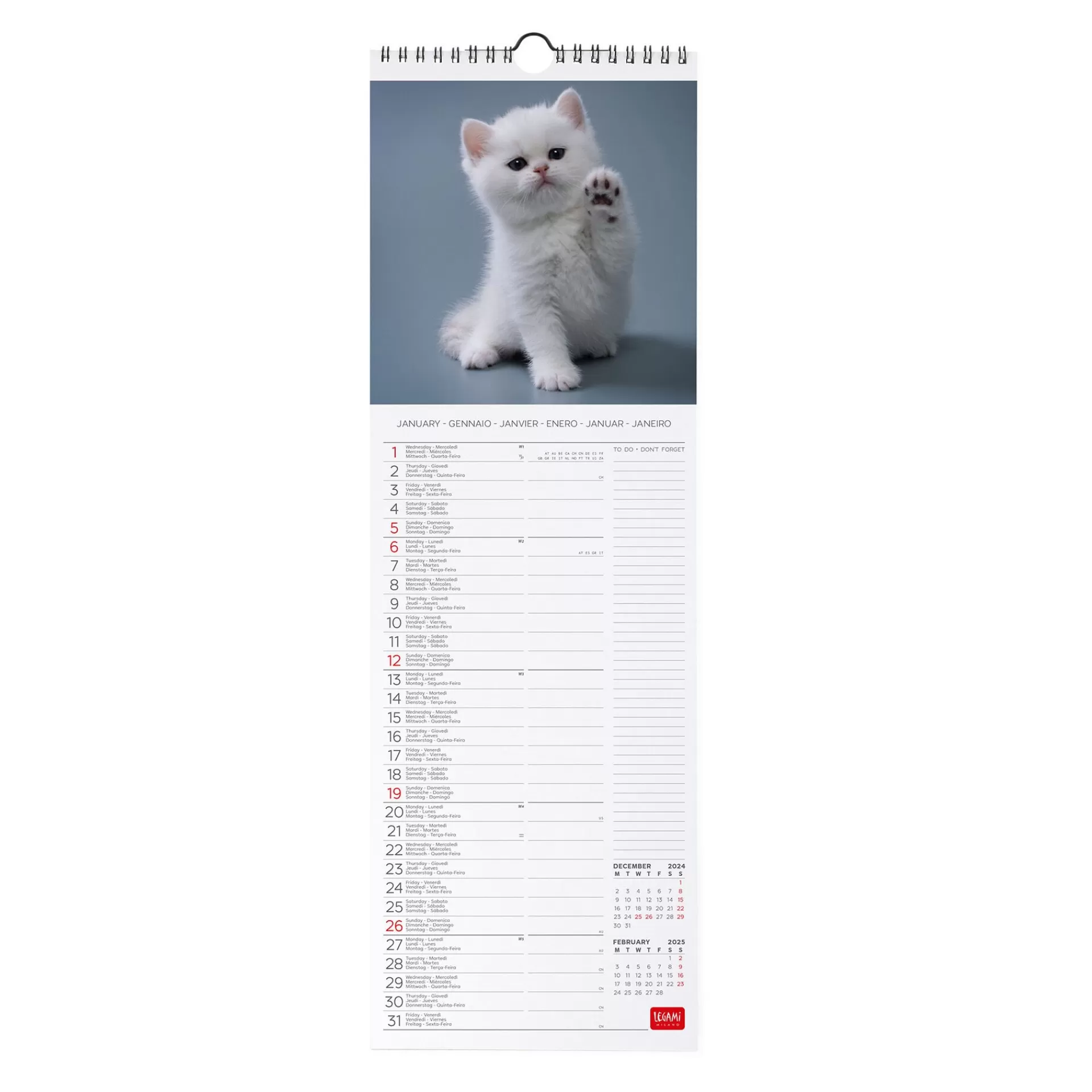 Legami Milano Calendario da Parete 2025 - 16 x 49 cm- Calendari Da Parete