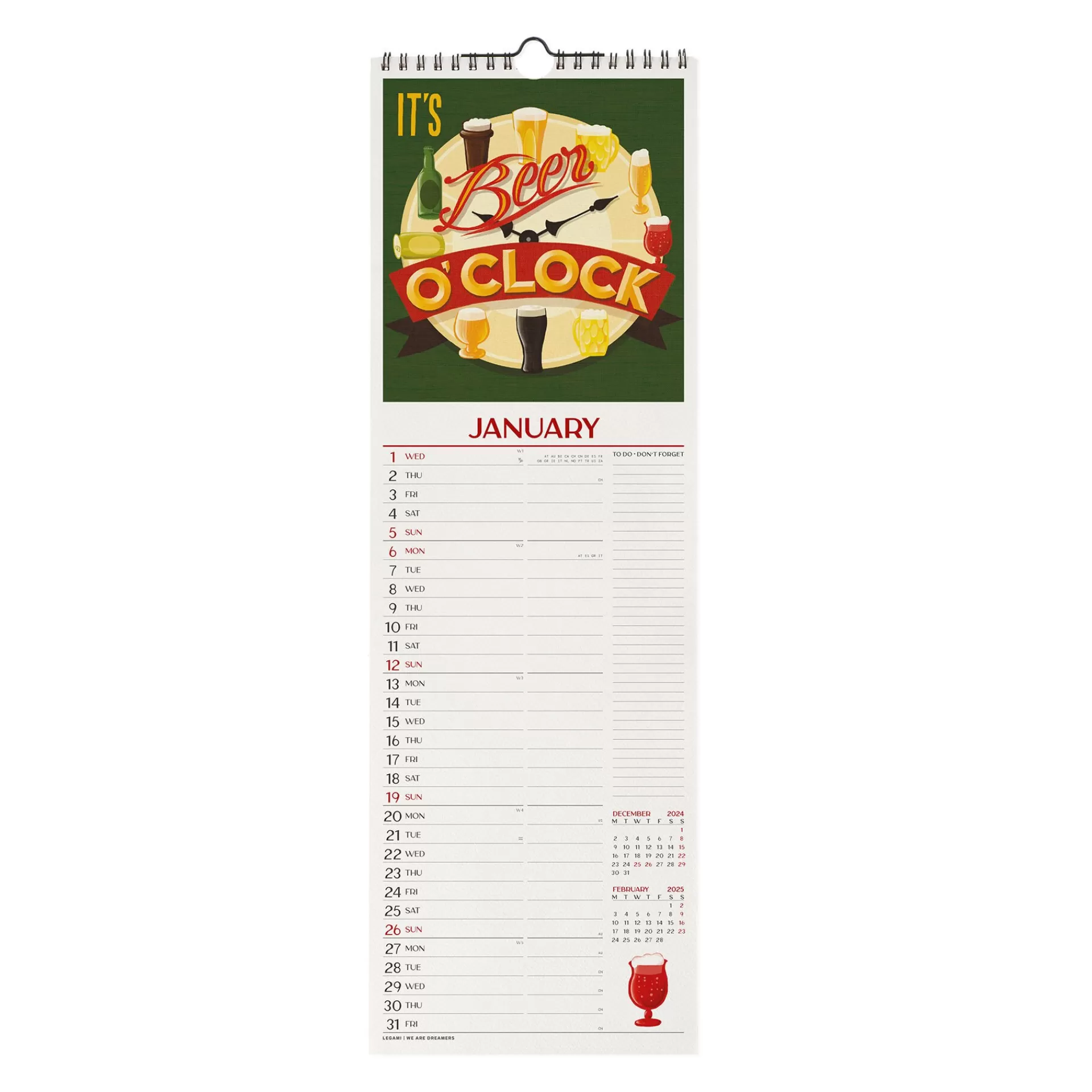 Legami Milano Calendario da Parete 2025 - 16 x 49 cm- Calendari Da Parete