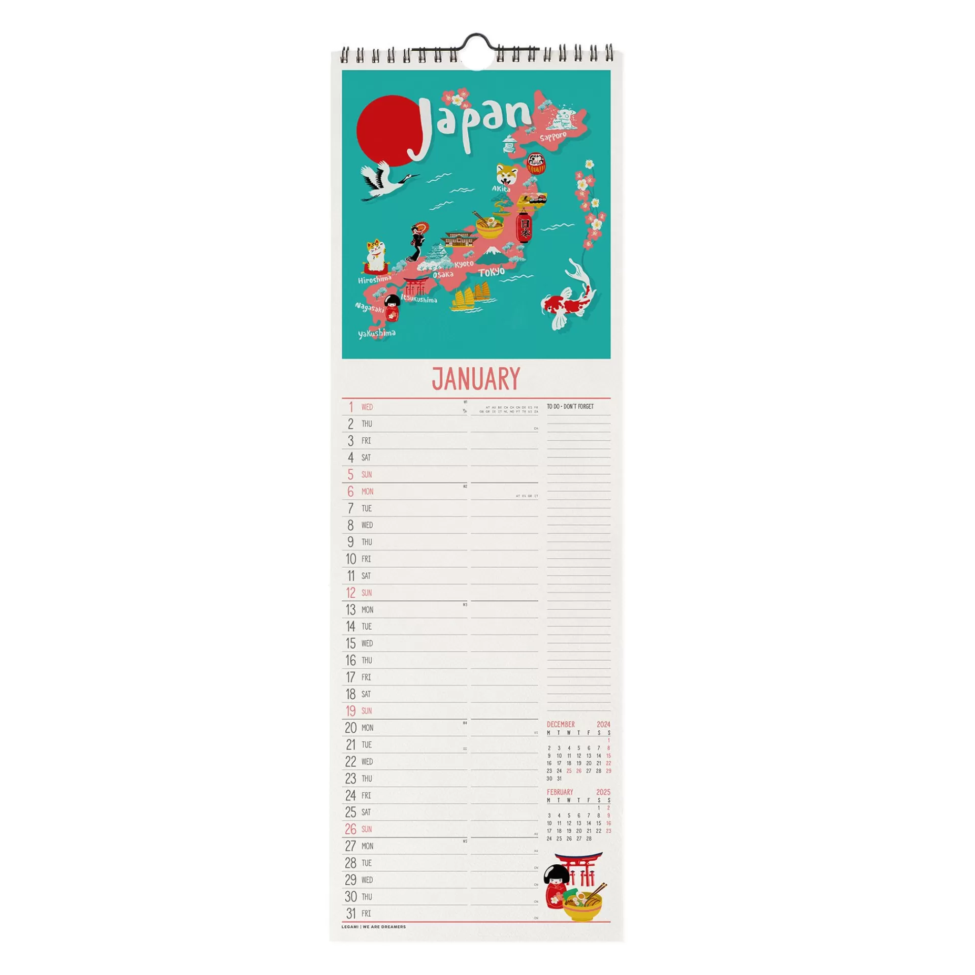 Legami Milano Calendario da Parete 2025 - 16 x 49 cm- Calendari Da Parete