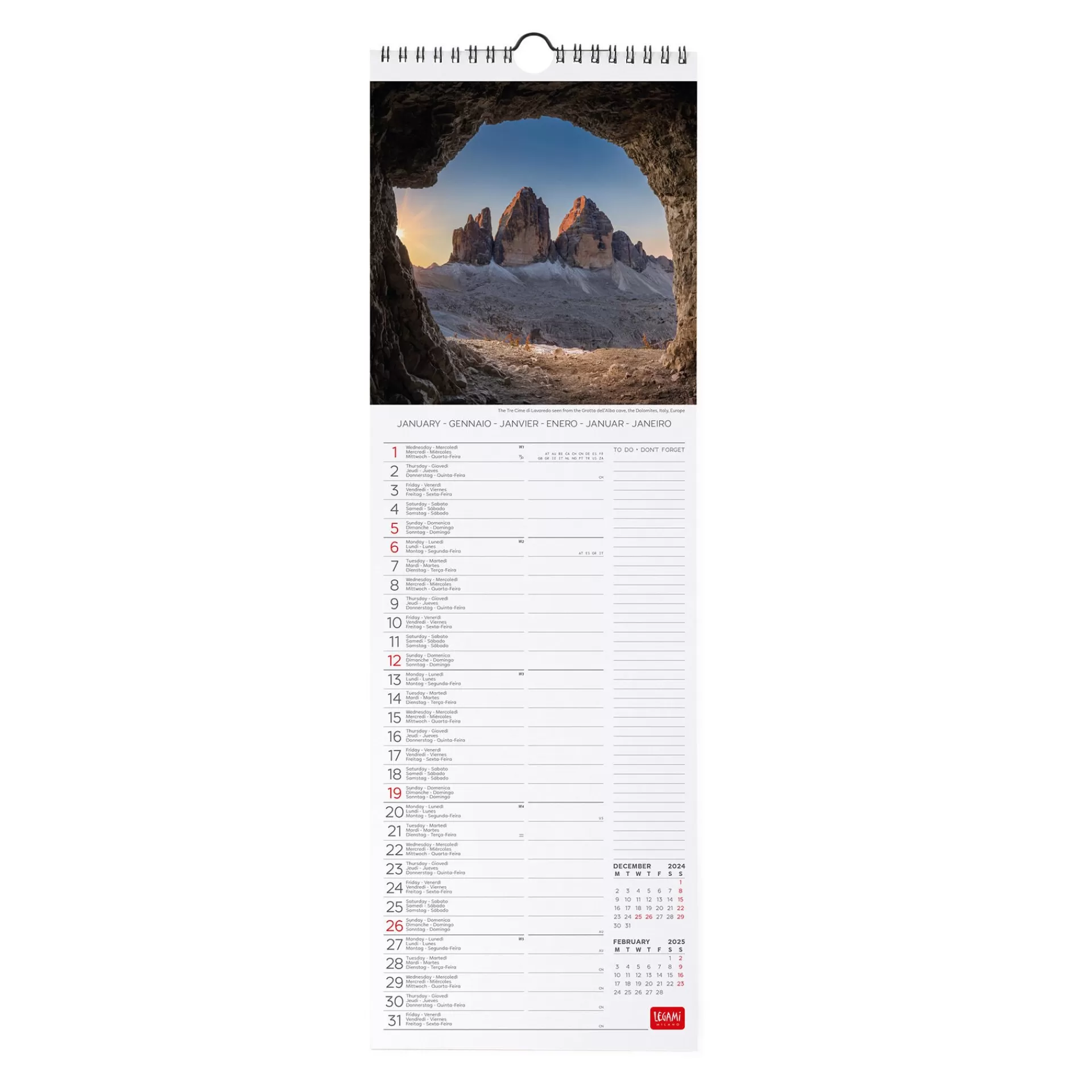 Legami Milano Calendario da Parete 2025 - 16 x 49 cm- Calendari Da Parete