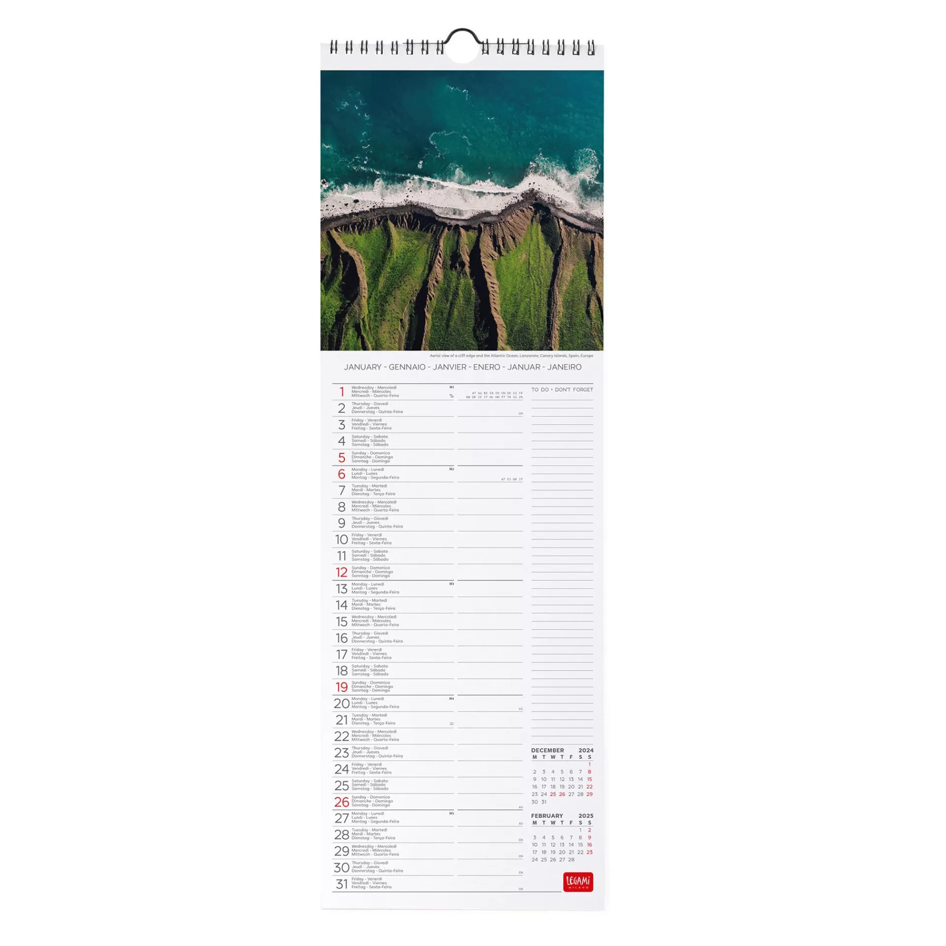 Legami Milano Calendario da Parete 2025 - 16 x 49 cm- Calendari Da Parete