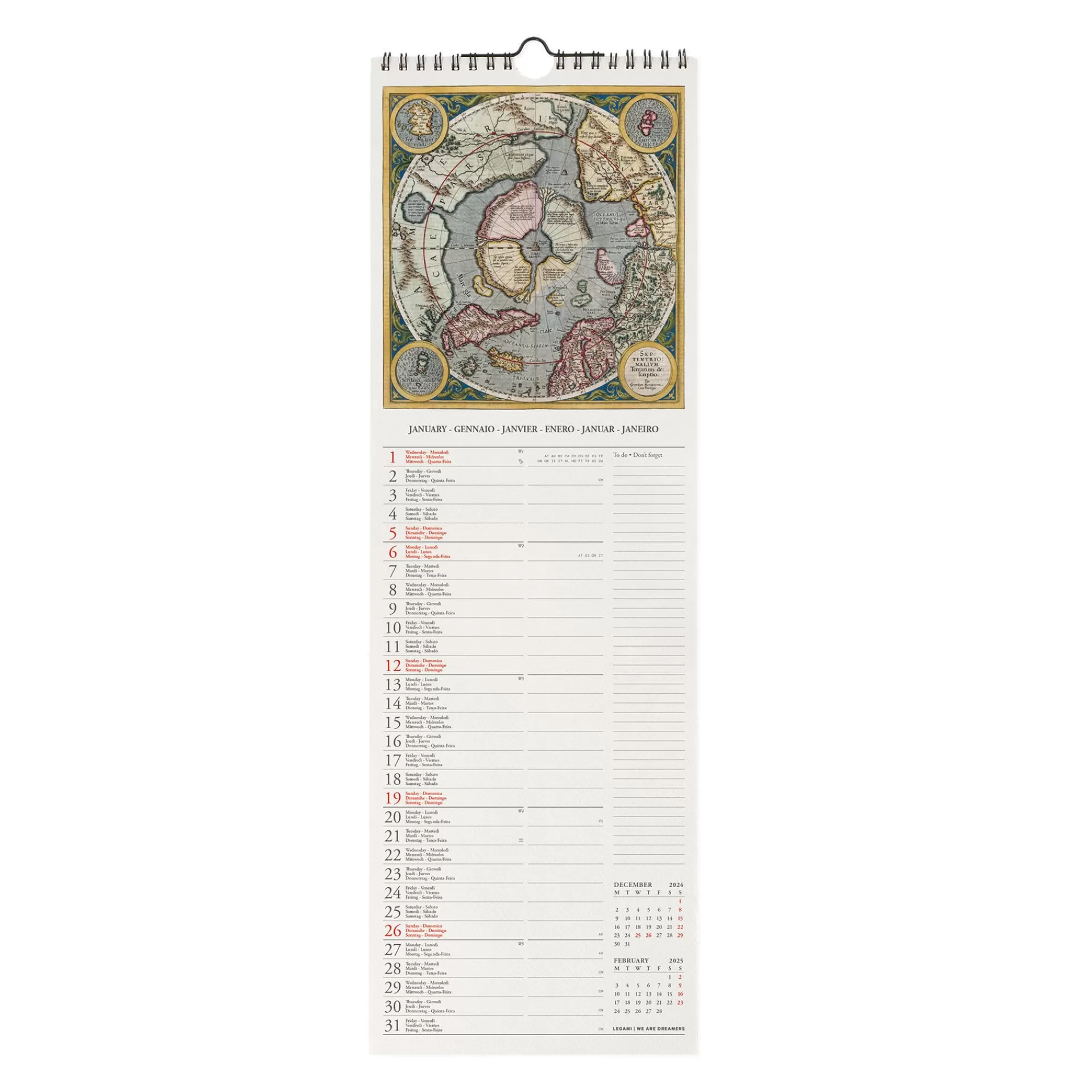 Legami Milano Calendario da Parete 2025 - 16 x 49 cm- Calendari Da Parete