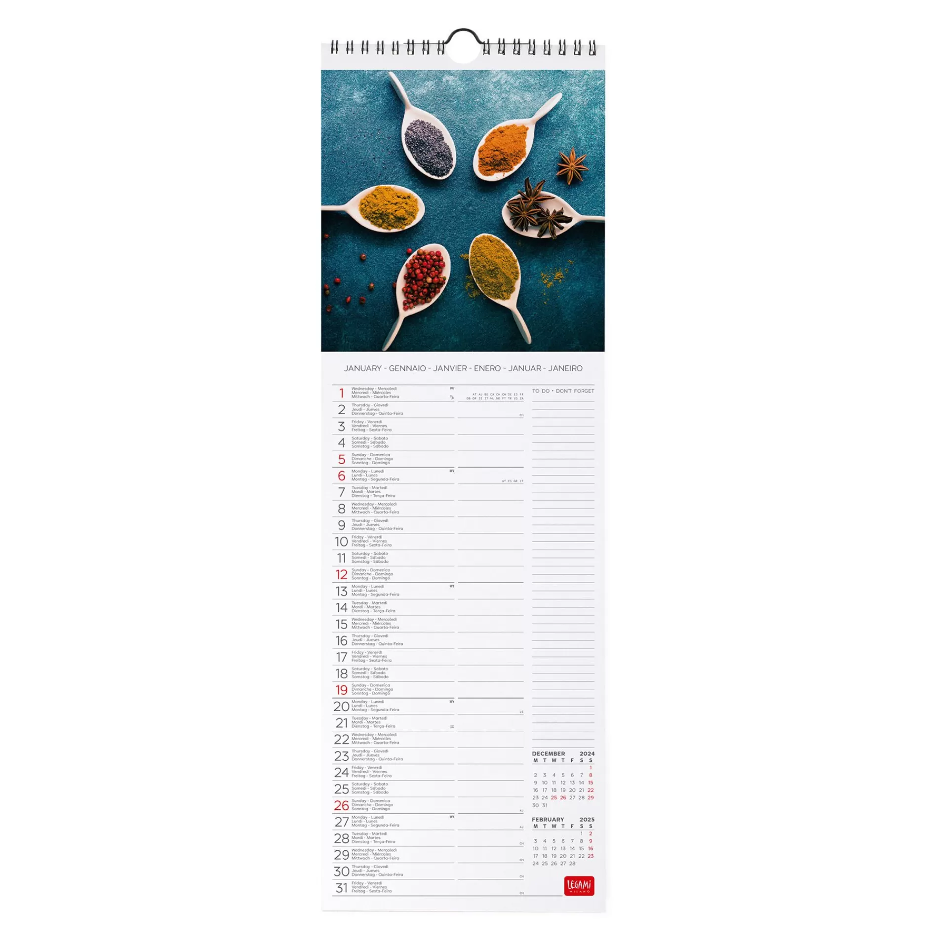 Legami Milano Calendario da Parete 2025 - 16 x 49 cm- Calendari Da Parete