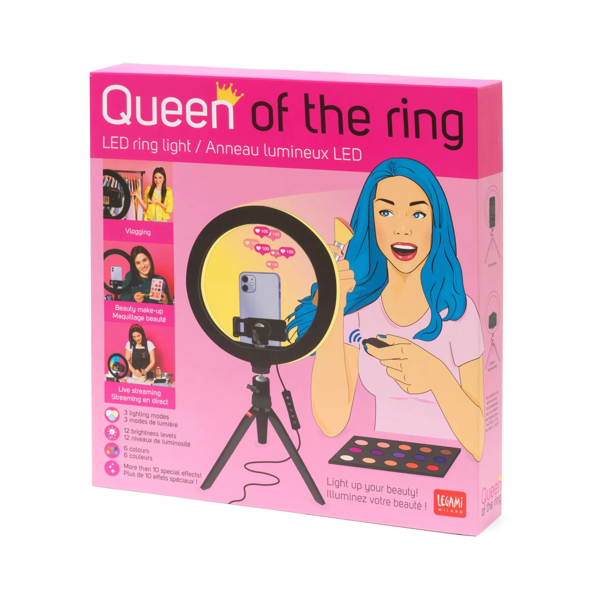 Legami Milano Lampada Led ad Anello per Selfie - Queen of the Ring- Accessori Per Smartphone Pc Tablet | Giochi
