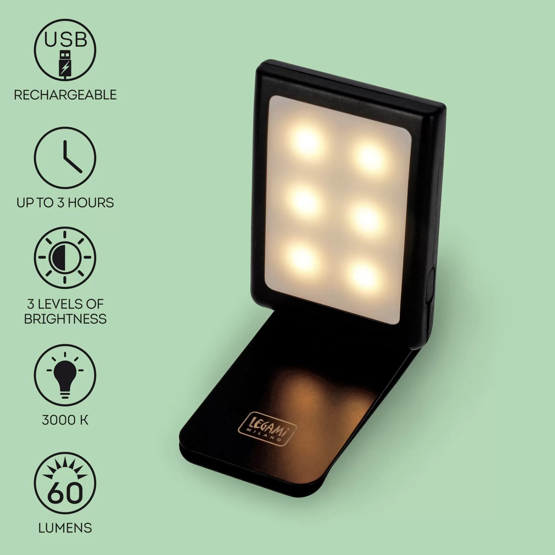 Legami Milano Luce Led da Lettura Ricaricabile - Super Night Dream- Luci Lettura