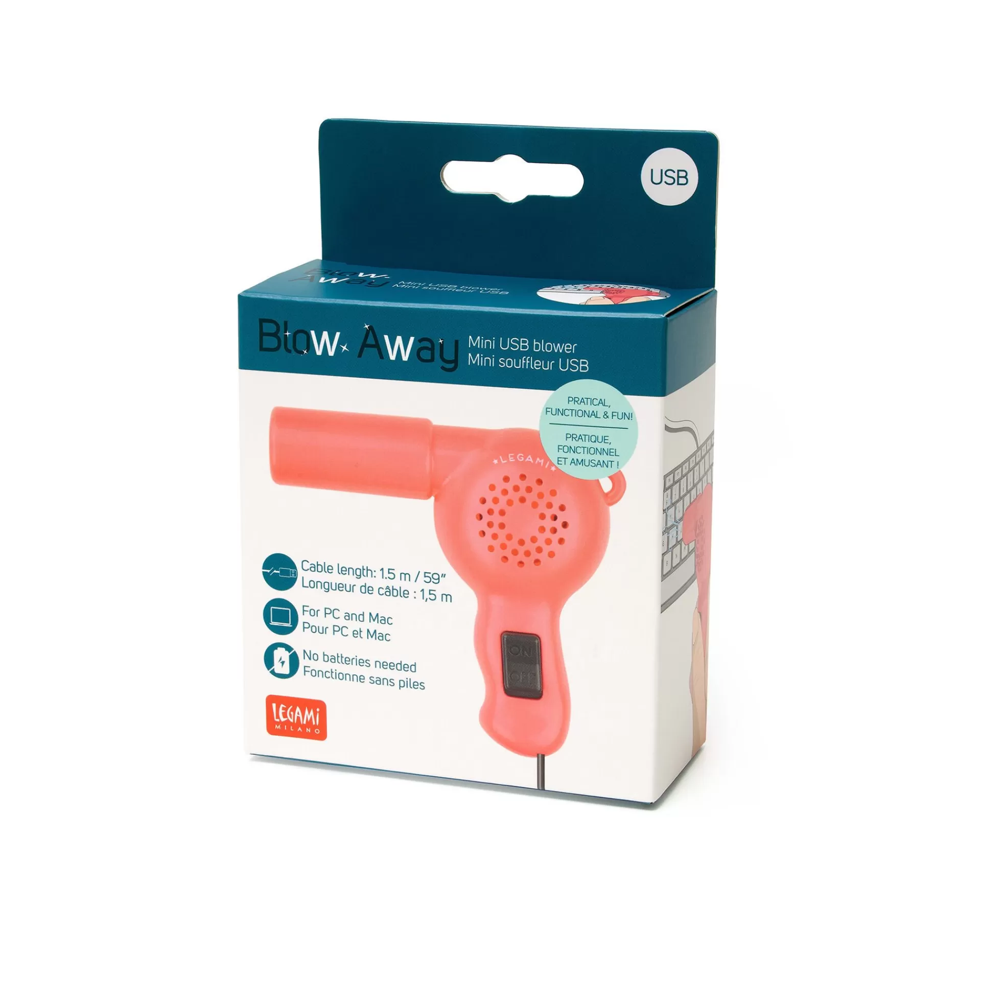 Legami Milano Mini Soffiatore Usb - Blow Away- Accessori Per Smartphone Pc Tablet