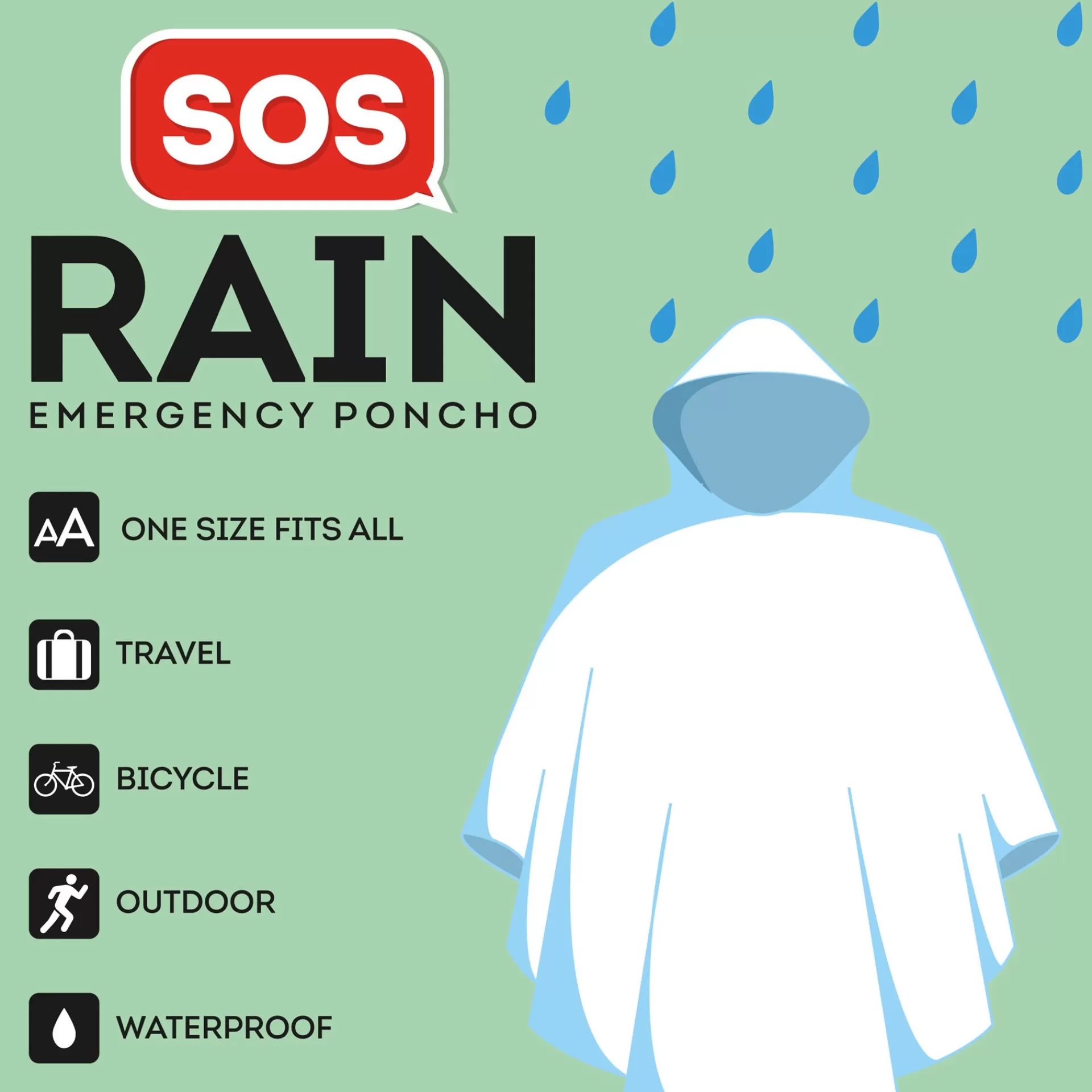 Legami Milano Poncho Usa e Getta, con Cappuccio- Altri Accessori | Accessori Viaggio