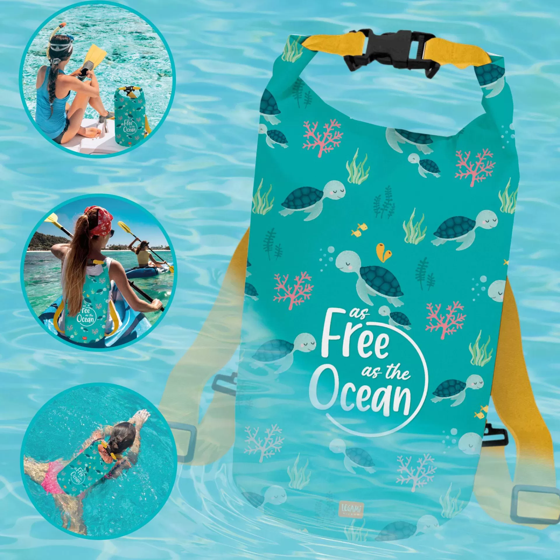 Legami Milano Sacca Impermeabile - 10 Litri - Good Vibes- Accessori Da Spiaggia | Borse
