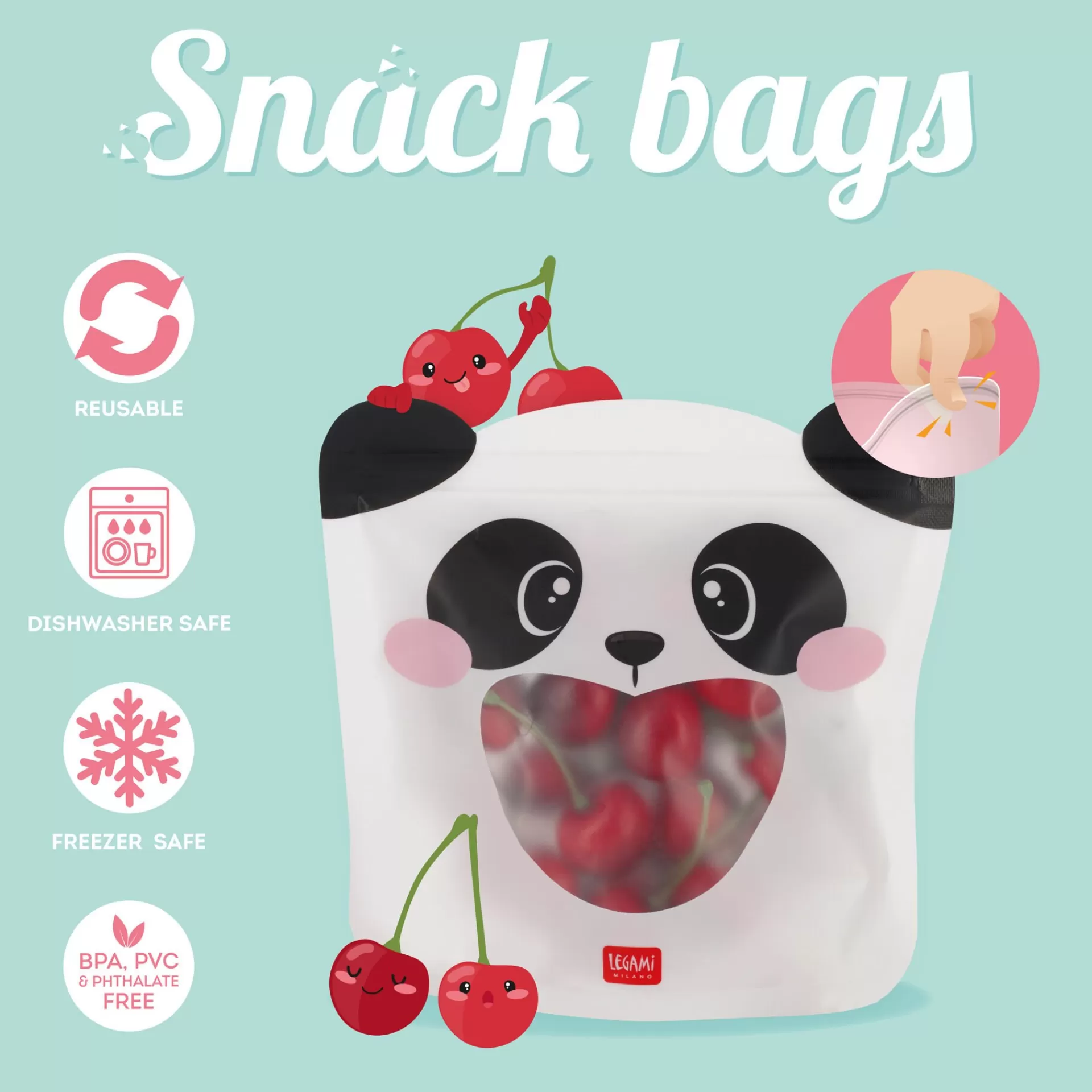 Legami Milano Set di 3 Buste per Alimenti - Snack Bags- Altri Accessori Cucina
