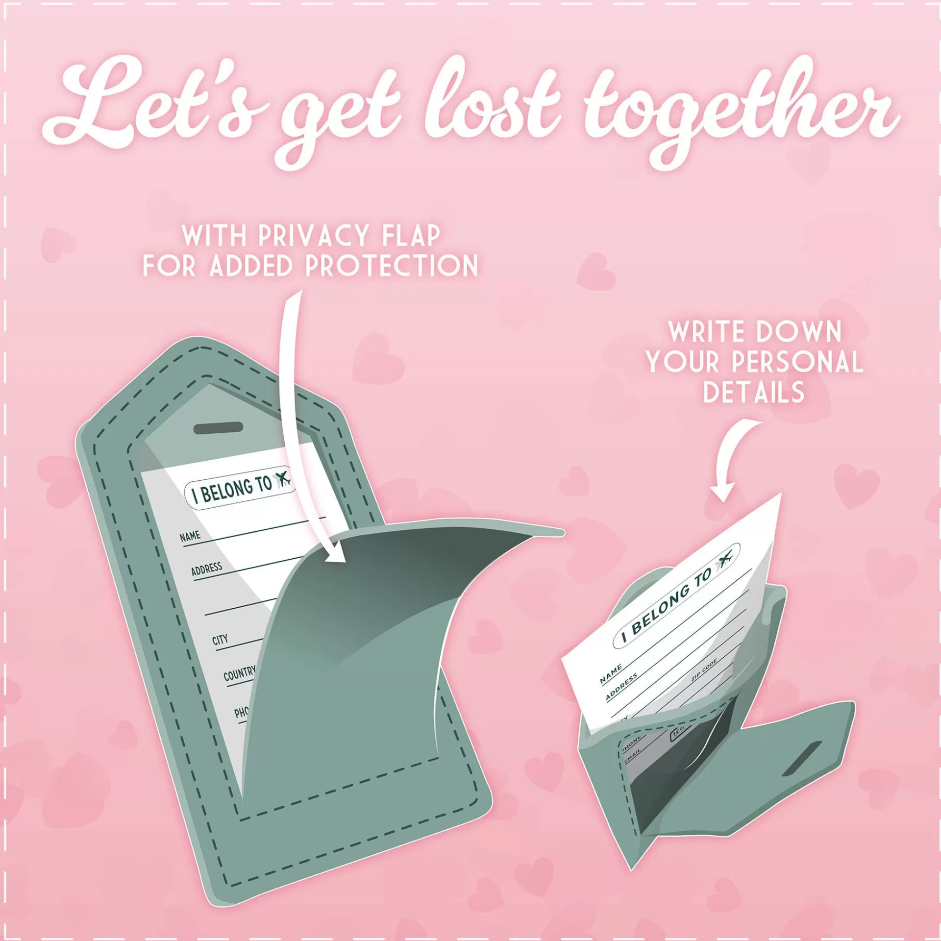 Legami Milano Set di 2 Etichette Bagaglio - Let's Get Lost Together- Accessori Viaggio