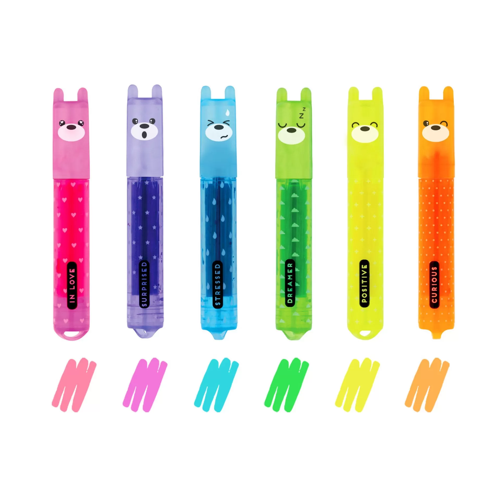 Legami Milano Set di 6 Mini Evidenziatori - Teddy's Mood- Evidenziatori E Pennarelli