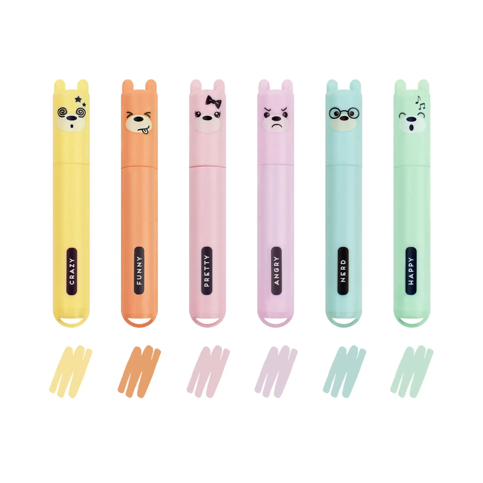 Legami Milano Set di 6 Mini Evidenziatori Pastello - Teddy's Style- Relax | Have Fun