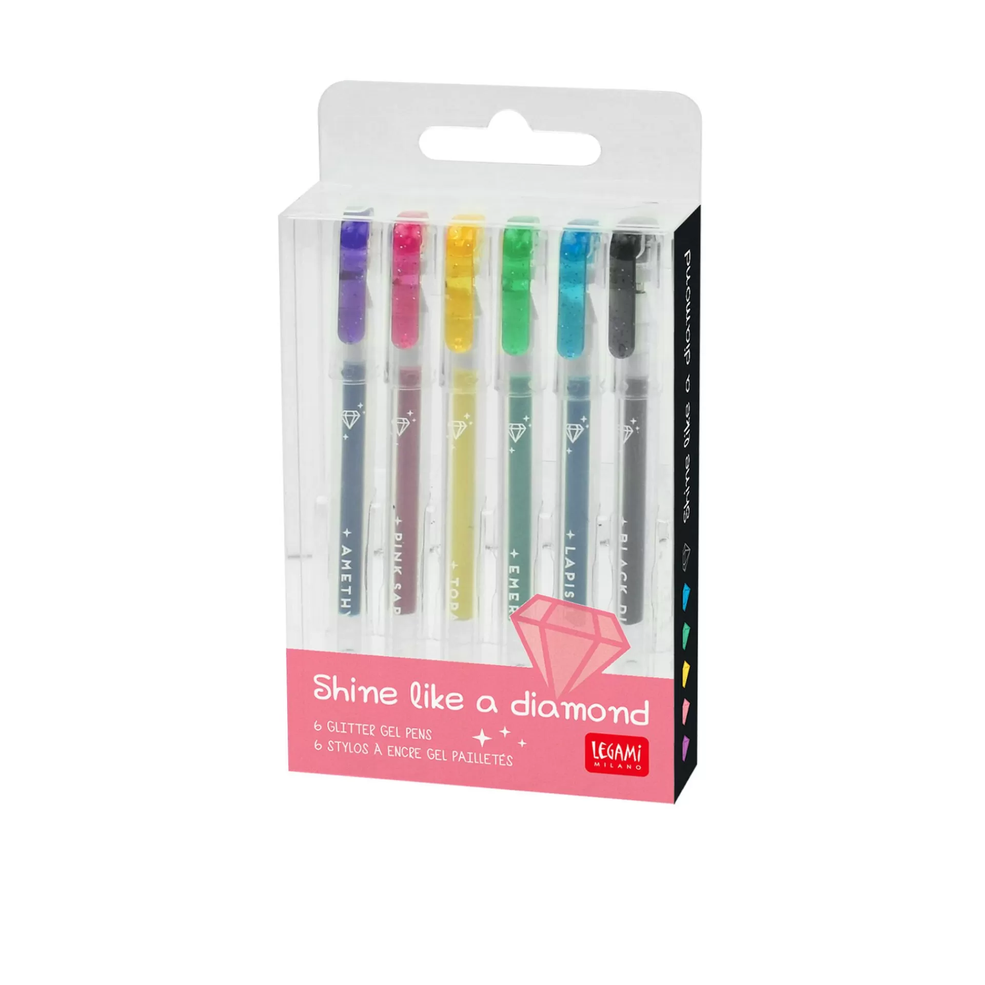Legami Milano Set di 6 Mini Penne Gel Glitterate- Penne A Sfera E Gel