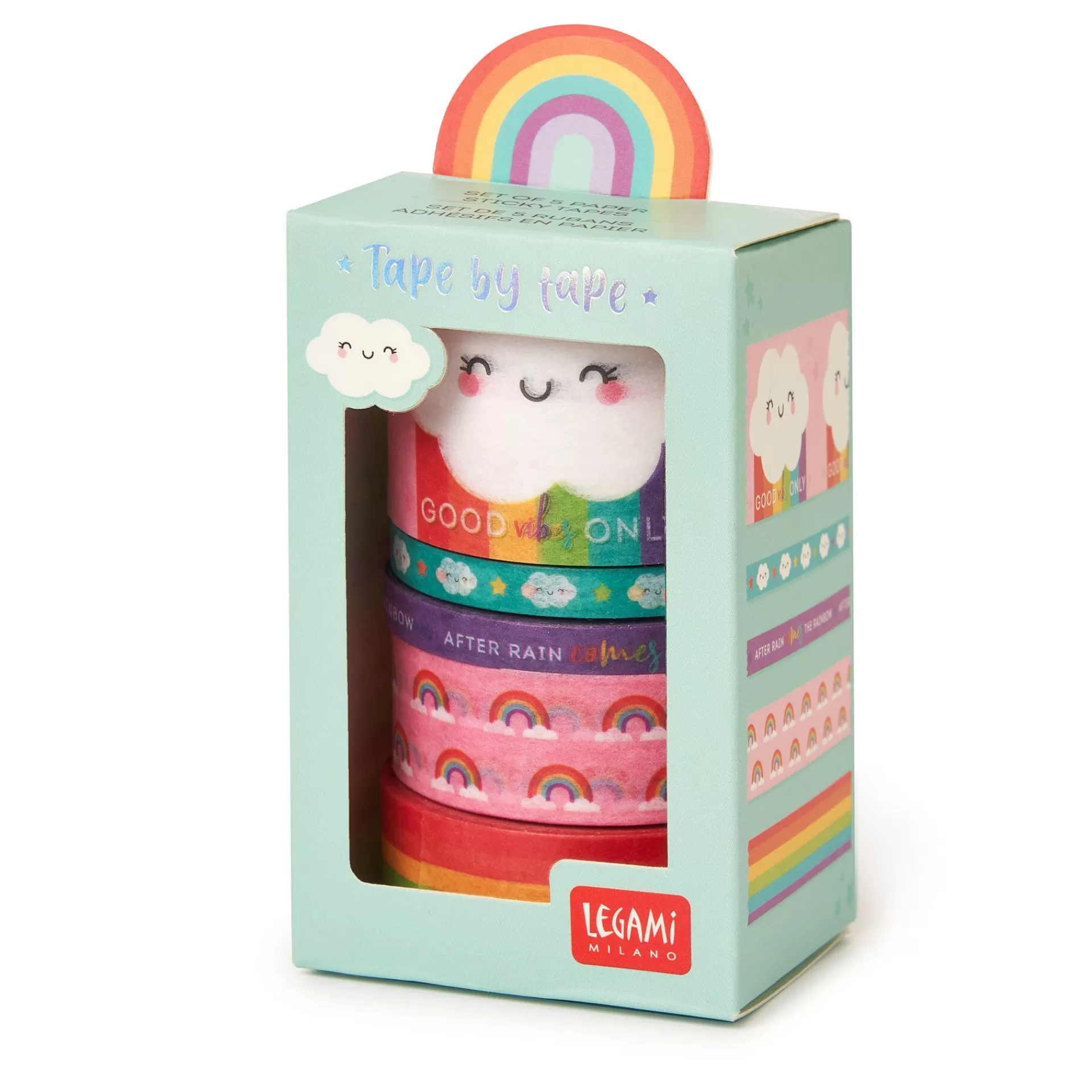 Legami Milano Set di 5 Nastri Adesivi di Carta - Tape By Tape- Altri Accessori Cartoleria