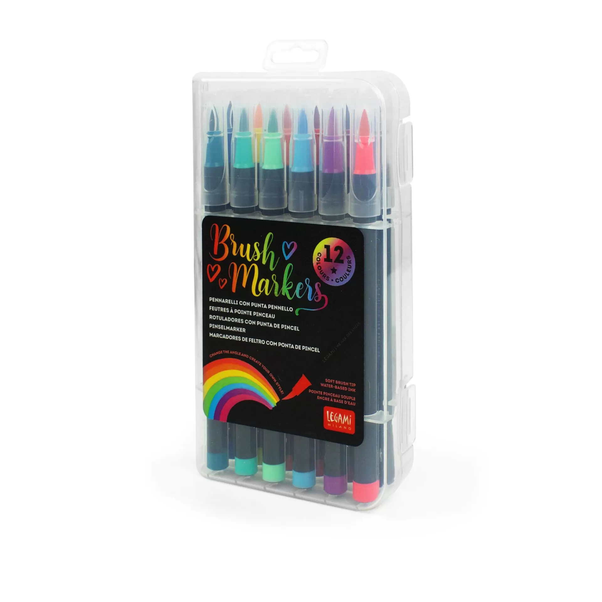 Legami Milano Set di 12 Pennarelli con Punta Pennello - Brush Markers- Evidenziatori E Pennarelli