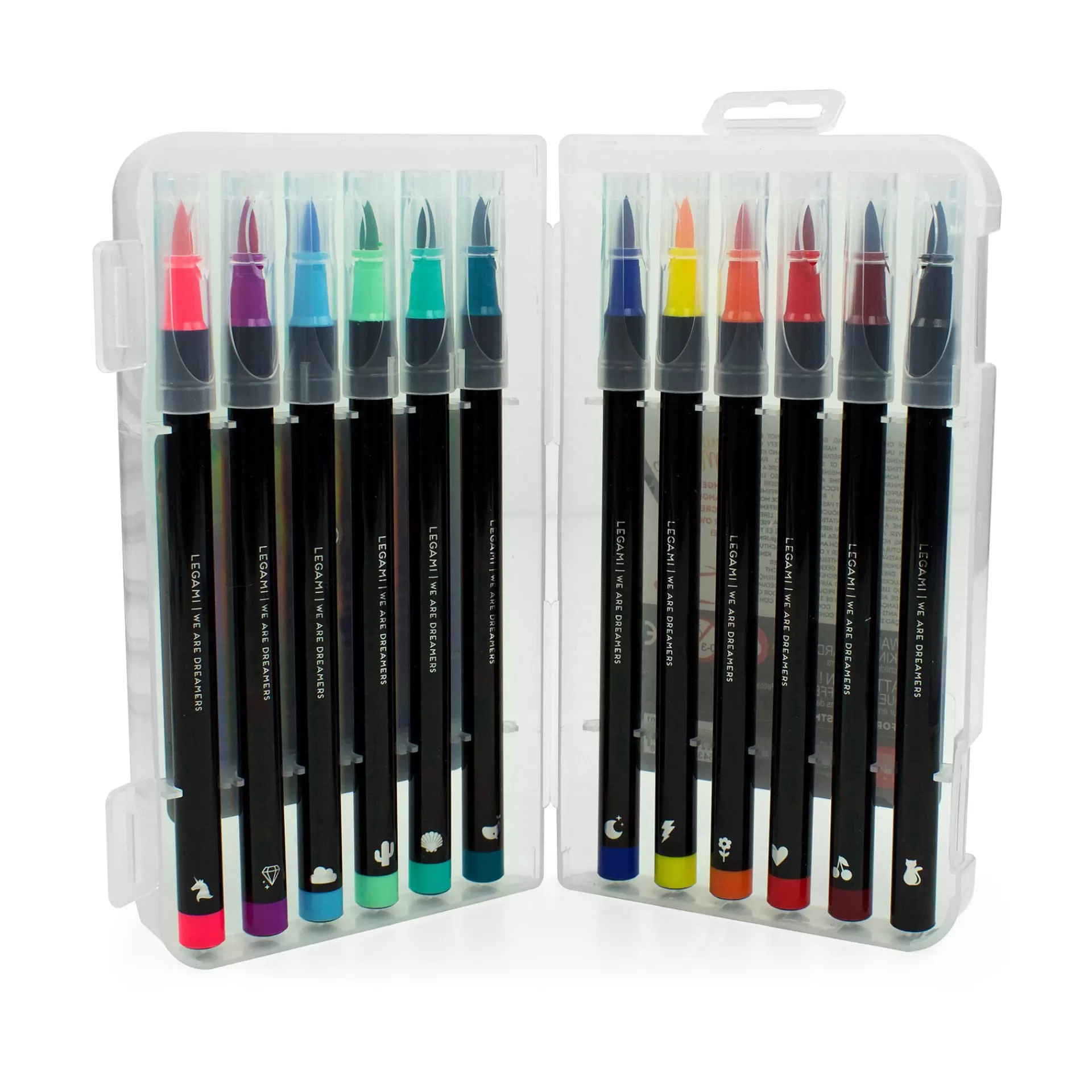 Legami Milano Set di 12 Pennarelli con Punta Pennello - Brush Markers- Evidenziatori E Pennarelli