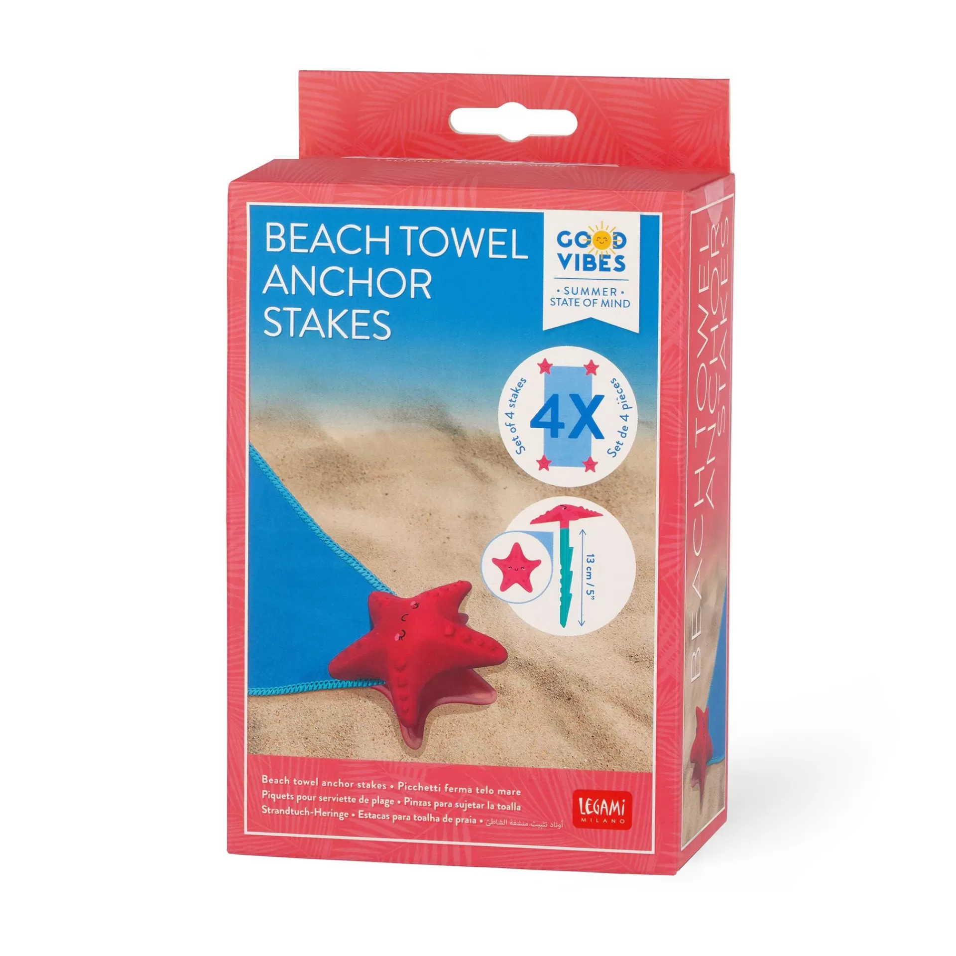 Legami Milano Set di 4 Picchetti Ferma Telo Mare - Beach Towel Anchor Stakes- Accessori Da Spiaggia | Teli Mare