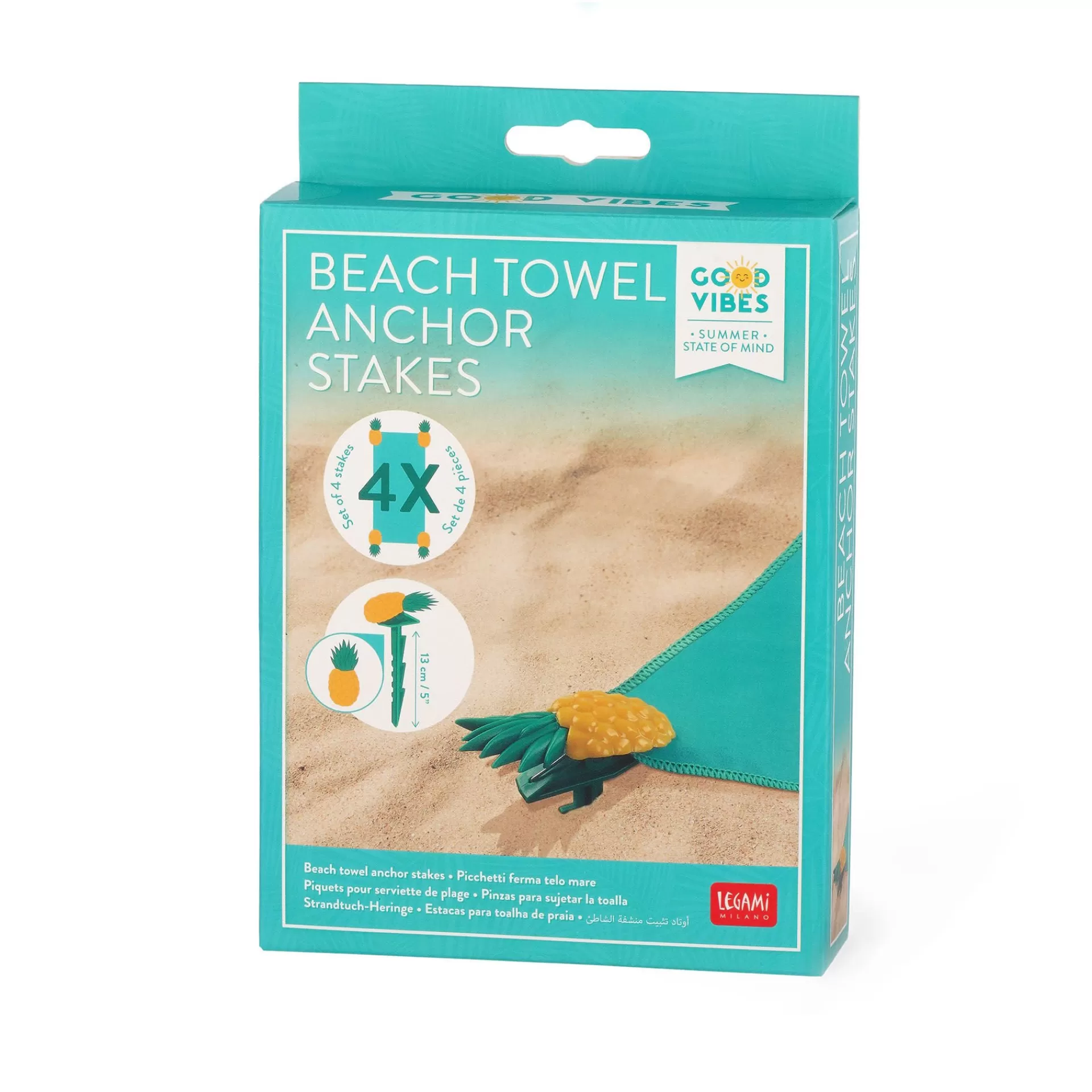 Legami Milano Set di 4 Picchetti Ferma Telo Mare - Beach Towel Anchor Stakes- Teli Mare | Accessori Da Spiaggia