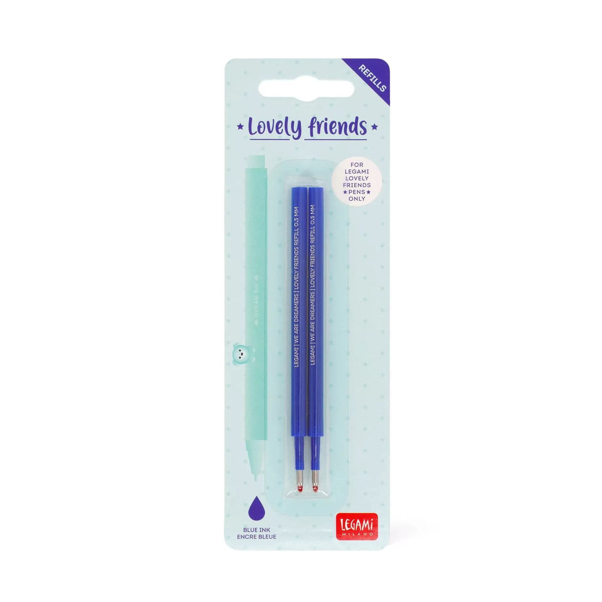 Legami Milano Set di 2 Refill per Penna Gel - Lovely Friends- Refill Penne Lovely Friends