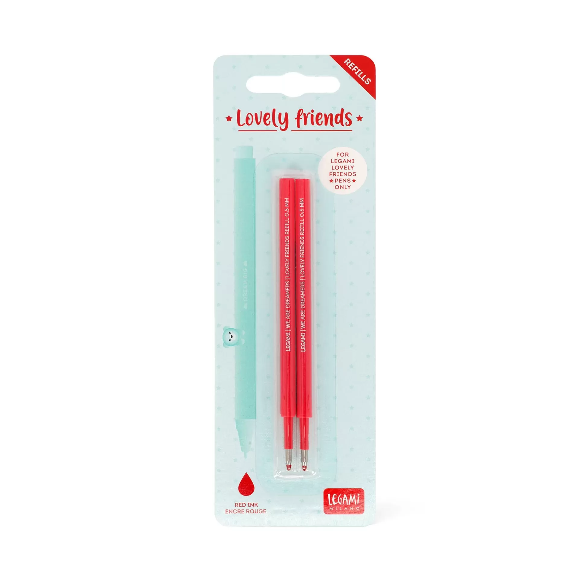 Legami Milano Set di 2 Refill per Penna Gel - Lovely Friends- Refill Penne Lovely Friends