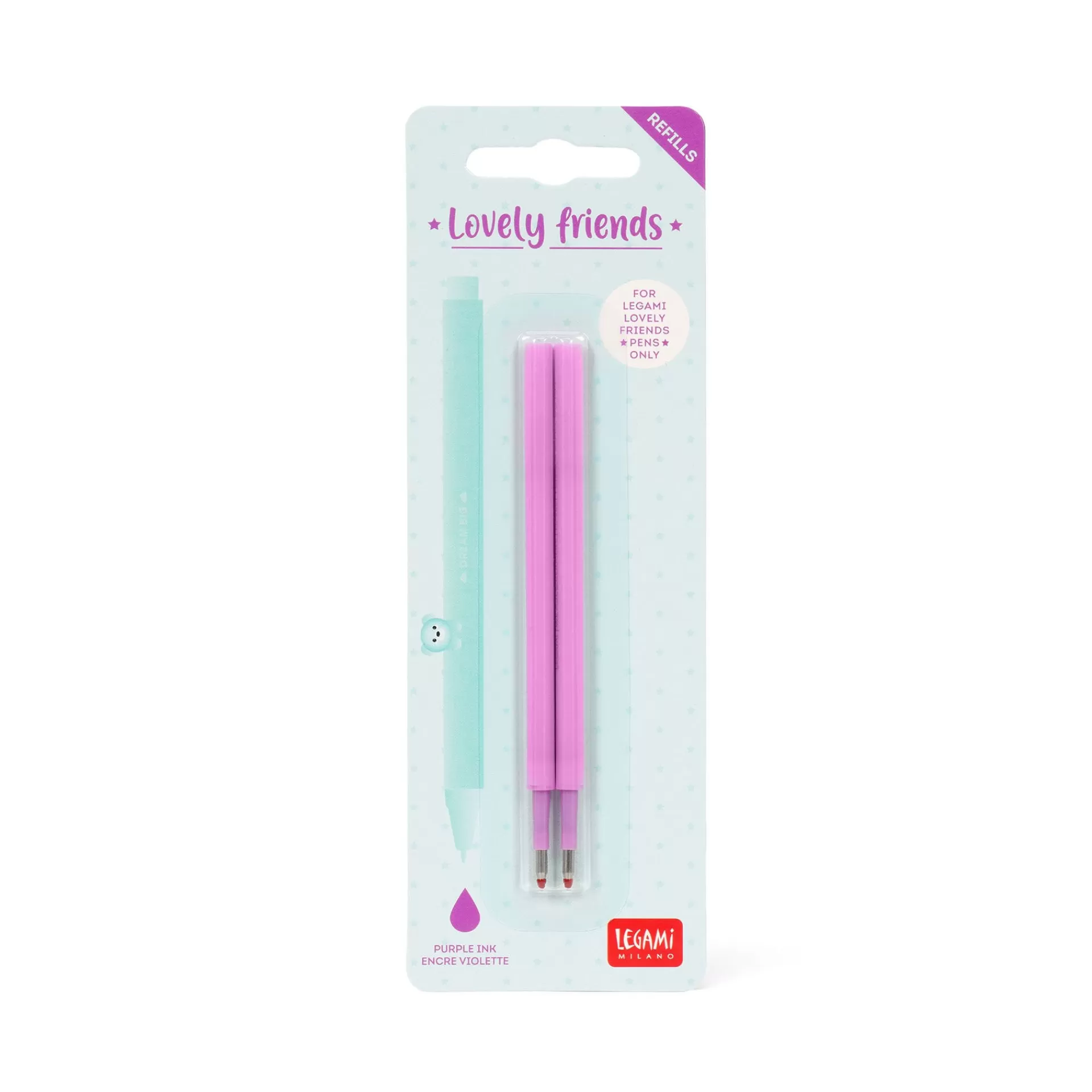 Legami Milano Set di 2 Refill per Penna Gel - Lovely Friends- Refill Penne Lovely Friends