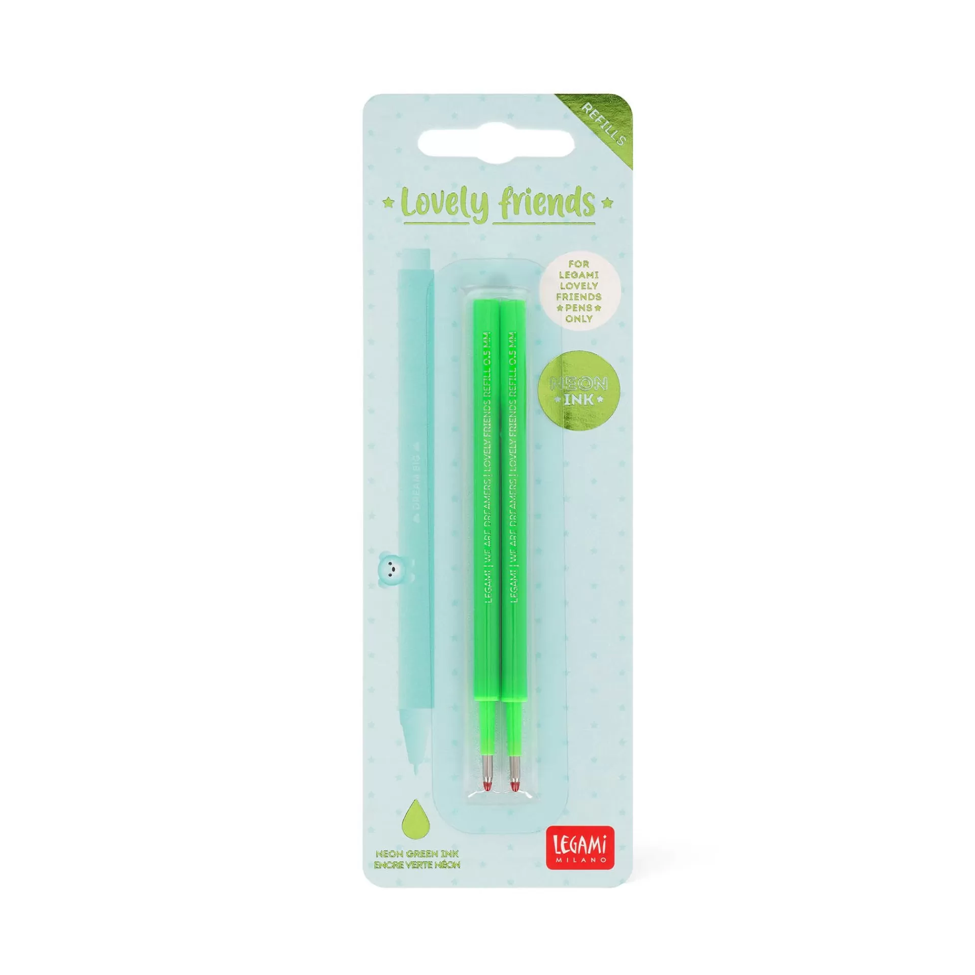Legami Milano Set di 2 Refill per Penna Gel - Lovely Friends- Refill Penne Lovely Friends