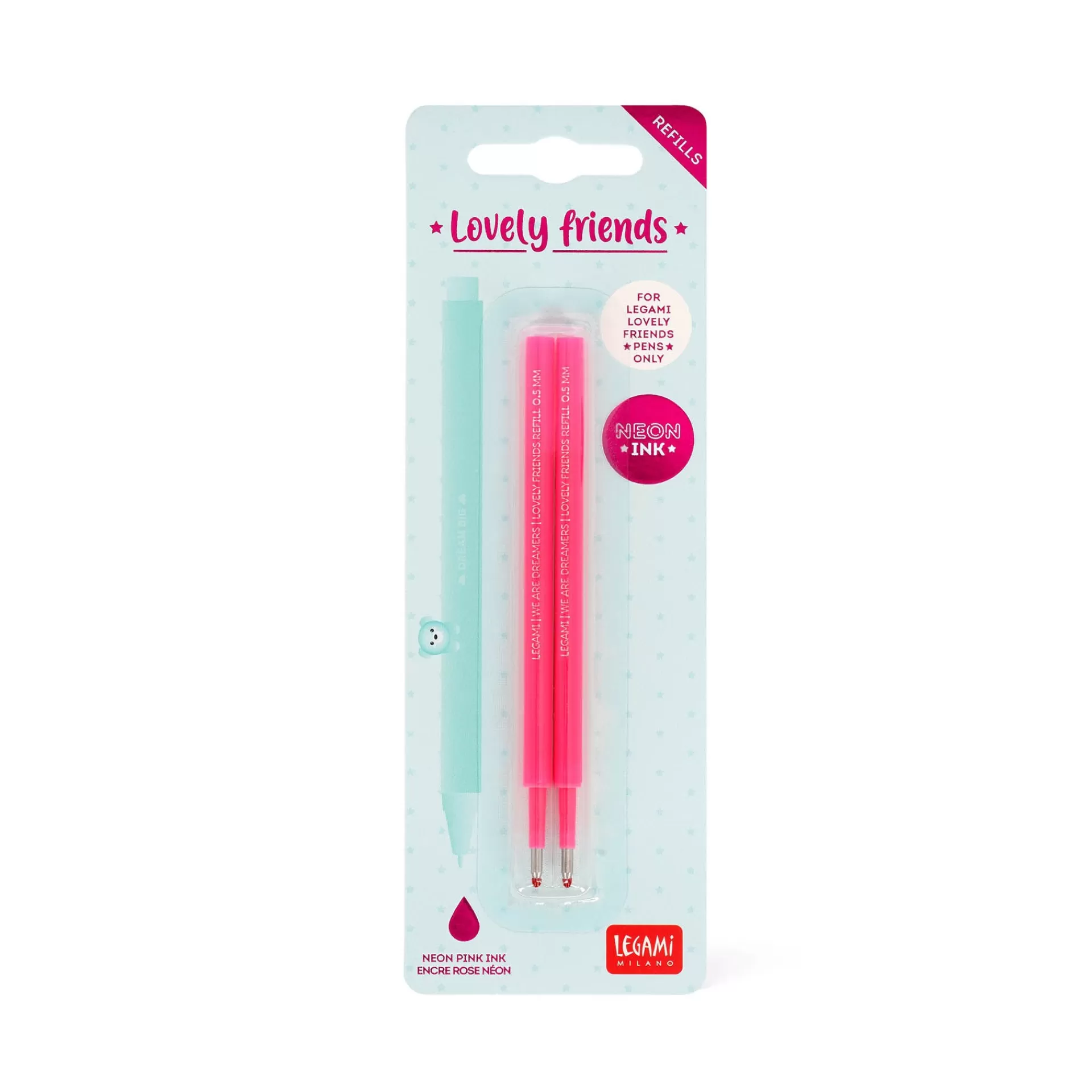 Legami Milano Set di 2 Refill per Penna Gel - Lovely Friends- Refill Penne Lovely Friends