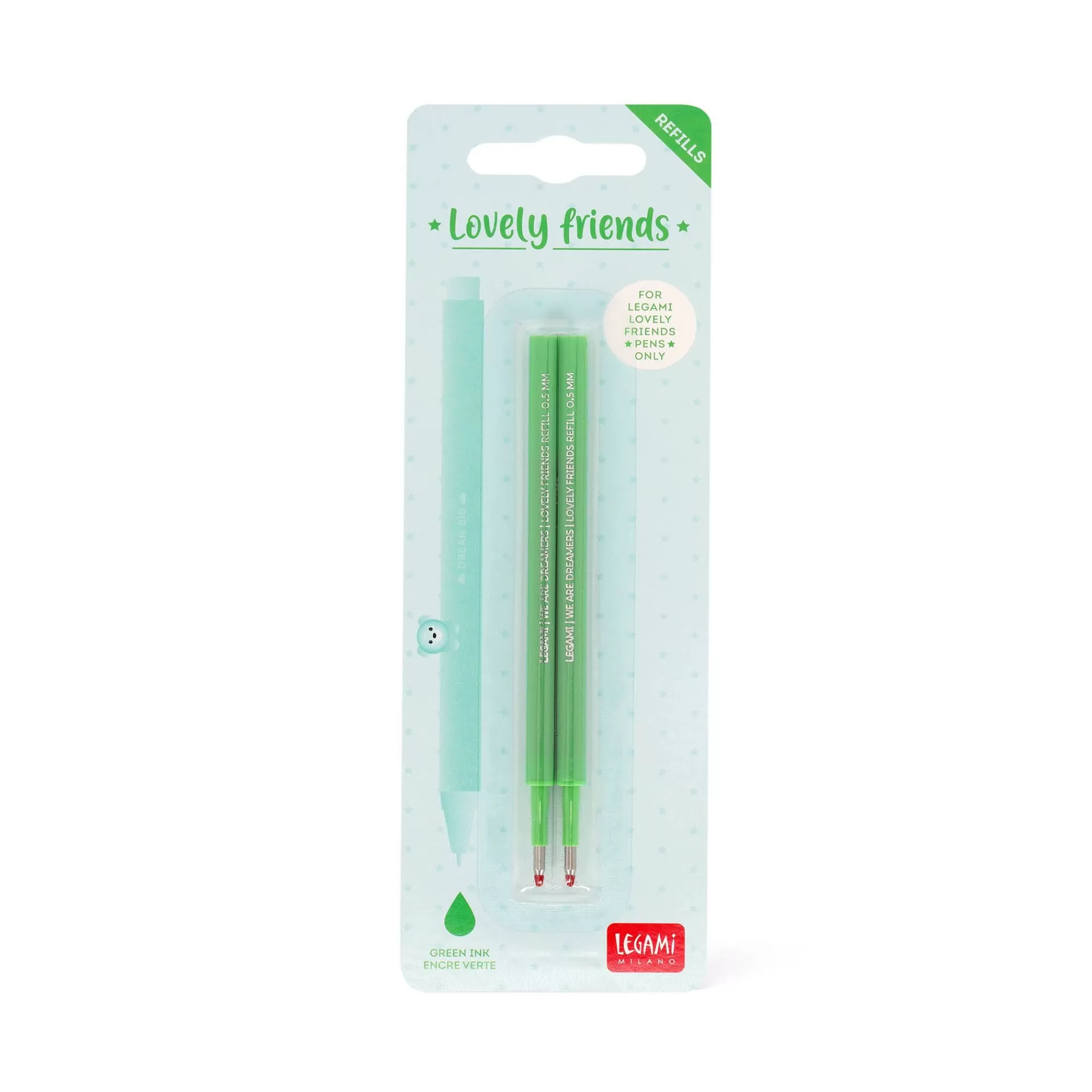 Legami Milano Set di 2 Refill per Penna Gel - Lovely Friends- Refill Penne Lovely Friends