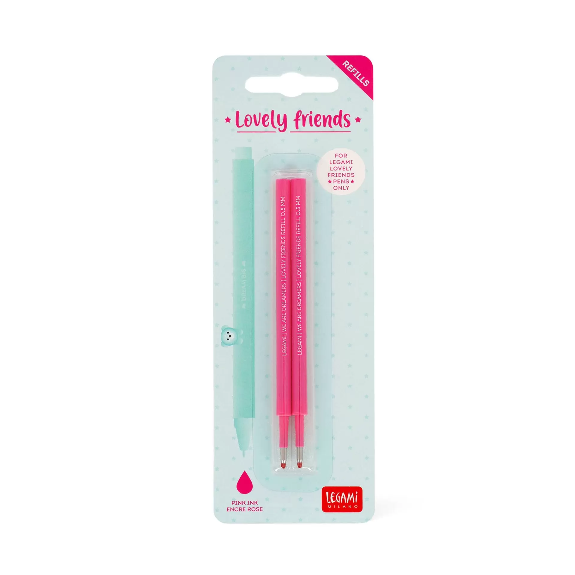 Legami Milano Set di 2 Refill per Penna Gel - Lovely Friends- Refill Penne Lovely Friends
