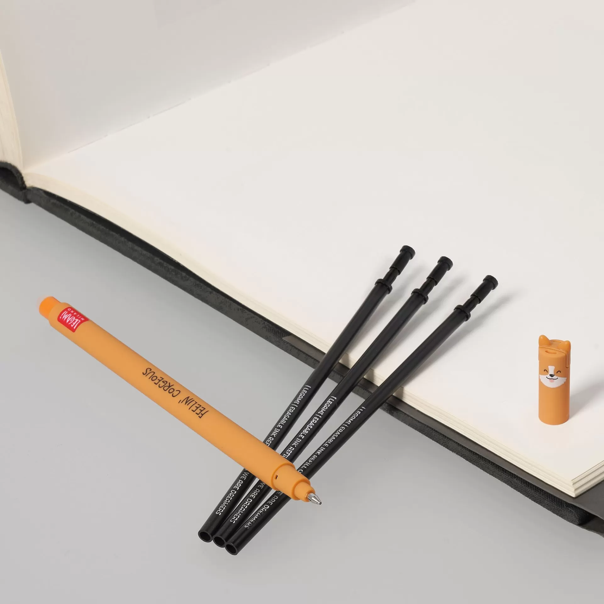 Legami Milano Set Penna Cancellabile Corgi con Refill Nero- Refill Penne Cancellabili | Penne Cancellabili