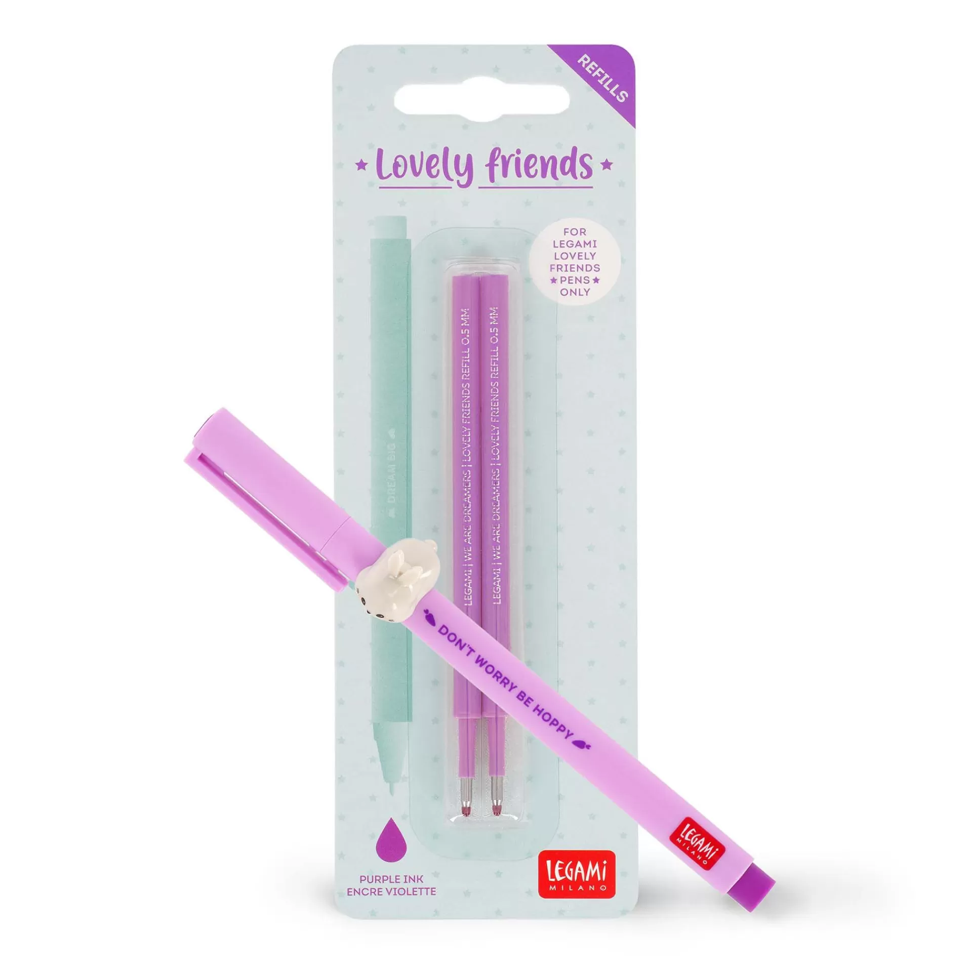 Legami Milano Set Penna Lovely Bunny con Refill Viola- Refill Penne Lovely Friends | Penne A Sfera E Gel