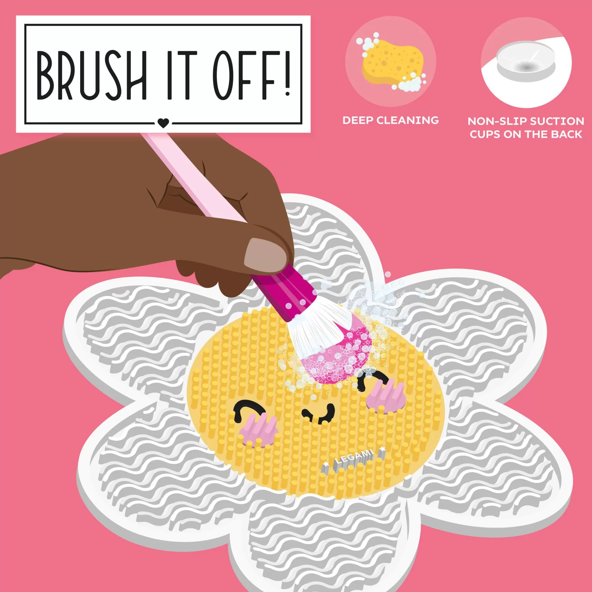 Legami Milano Tappetino Pulisci Pennelli da Trucco - Brush it Off!- Viso E Corpo