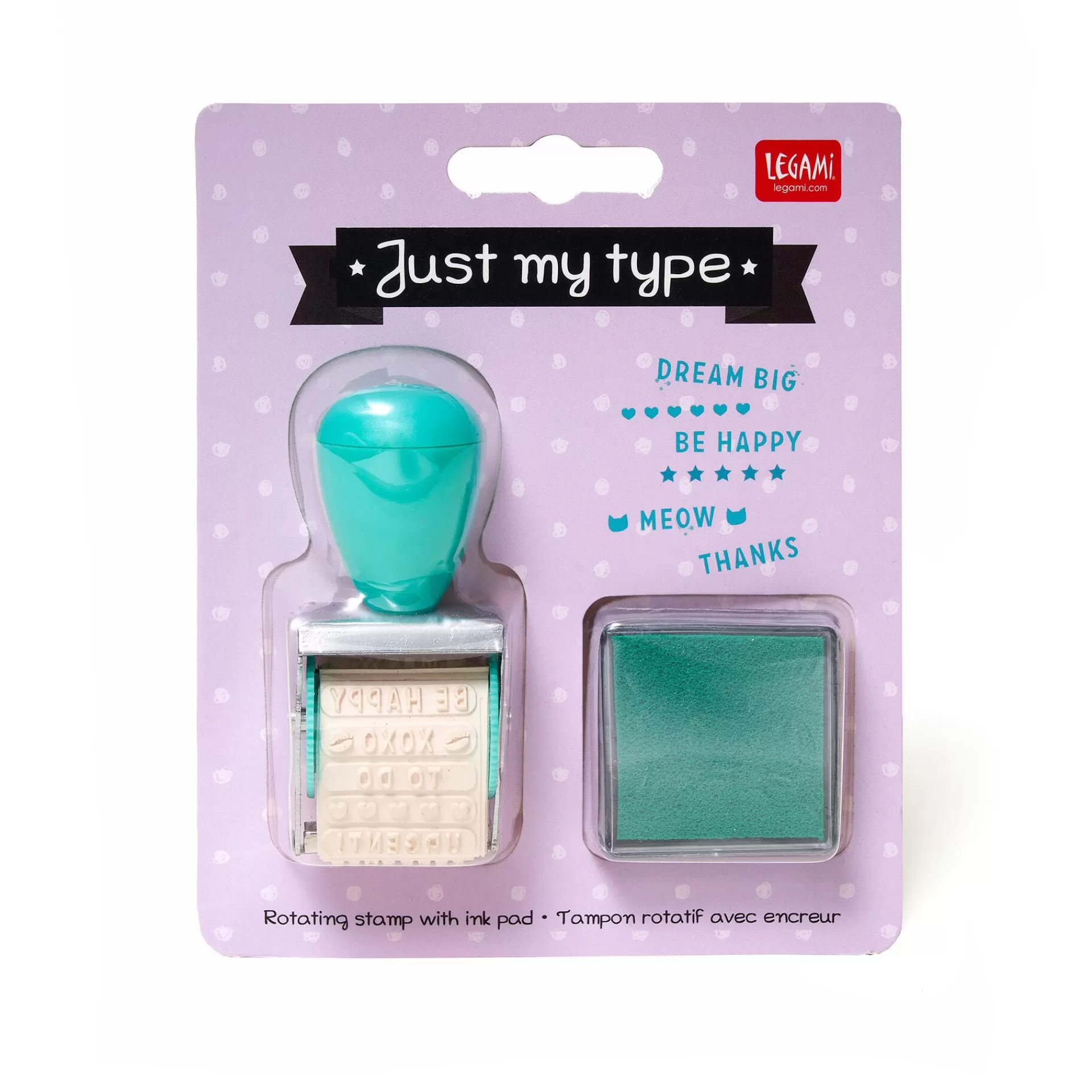 Legami Milano Timbro Girevole con Tampone Inchiostro - Just My Type- Altri Accessori Cartoleria